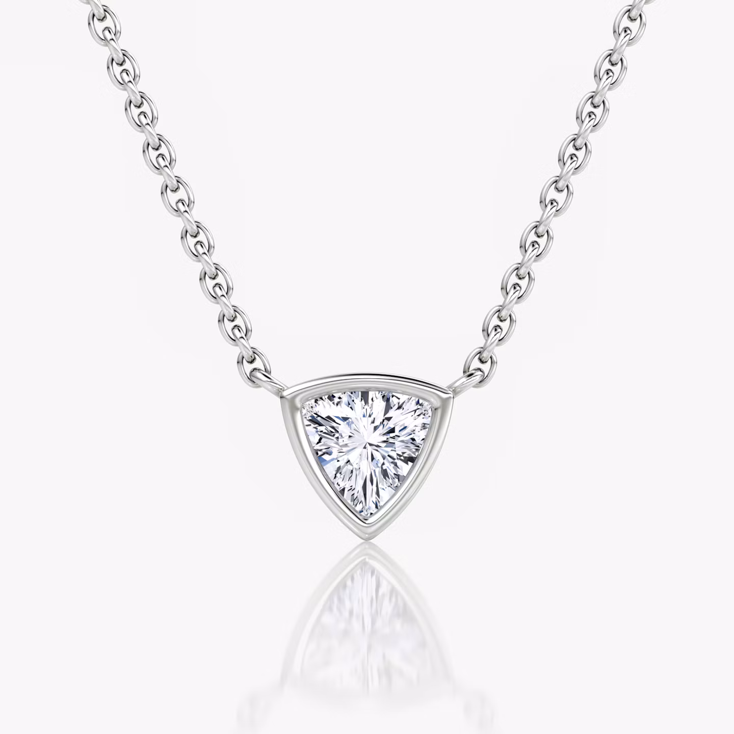 Bezel Solitaire Necklace Trillion | White Gold