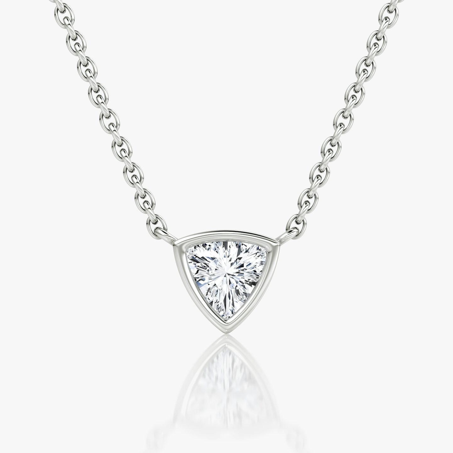 Bezel Solitaire Necklace | Trillion | 14k | White Gold | caratWeight: 0.25ct