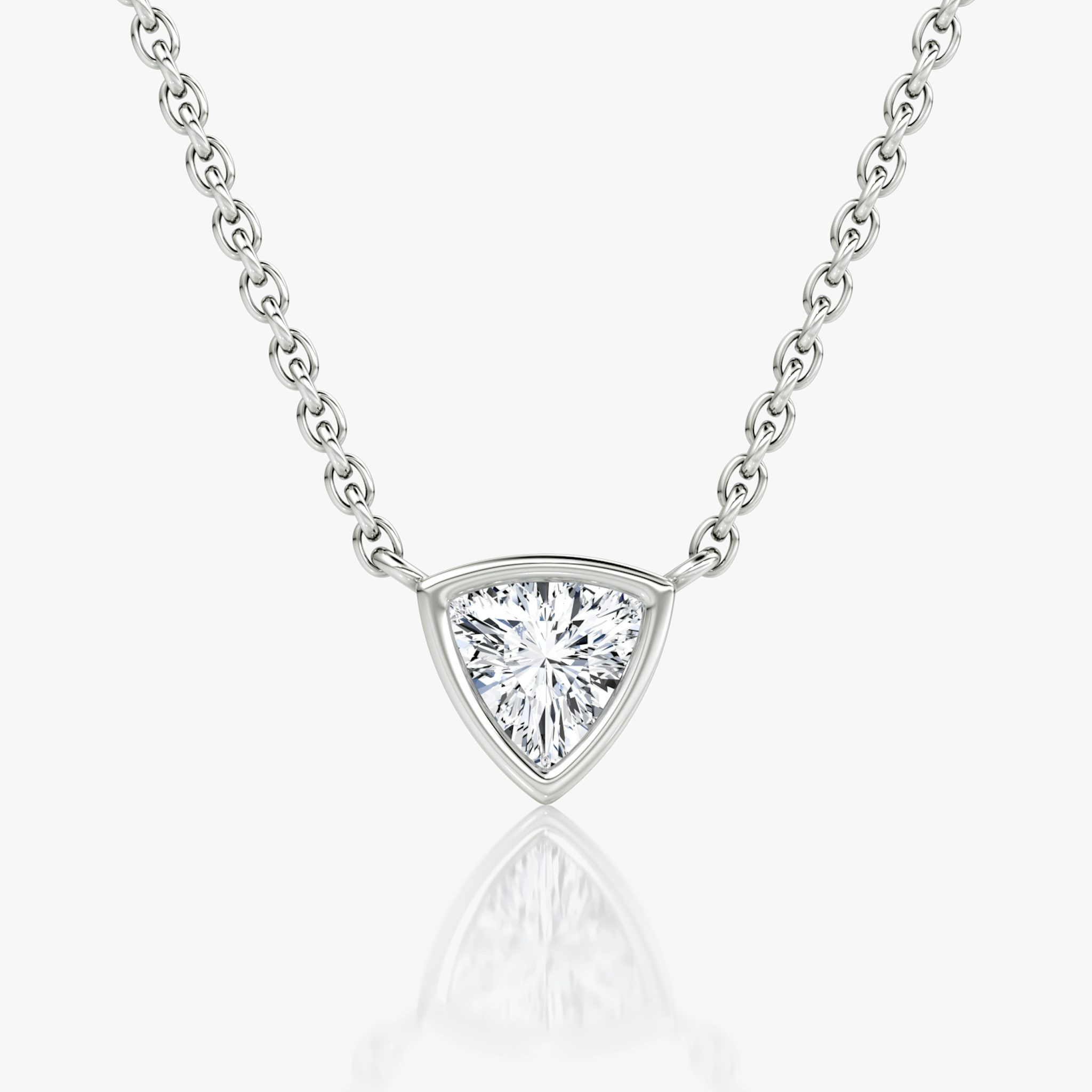 Bezel Solitaire Necklace | Trillion | 14k | White Gold | caratWeight: 0.25ct