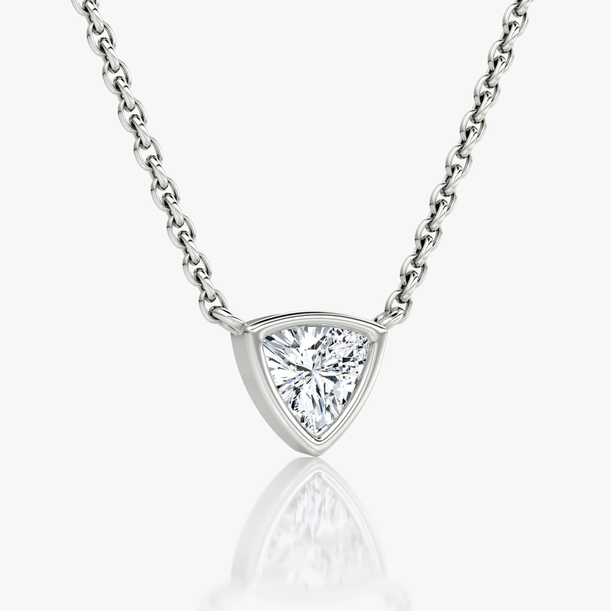 Bezel Solitaire Necklace | Trillion | 14k | White Gold | caratWeight: 0.25ct