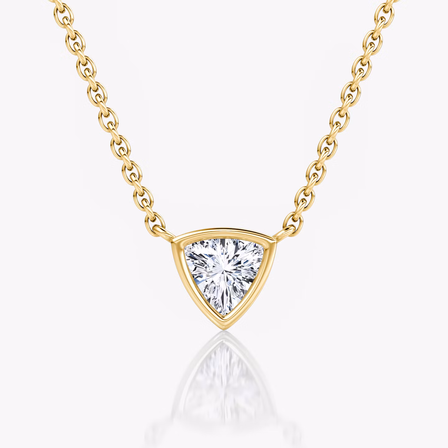 Bezel Solitaire Necklace Trillion | Yellow Gold
