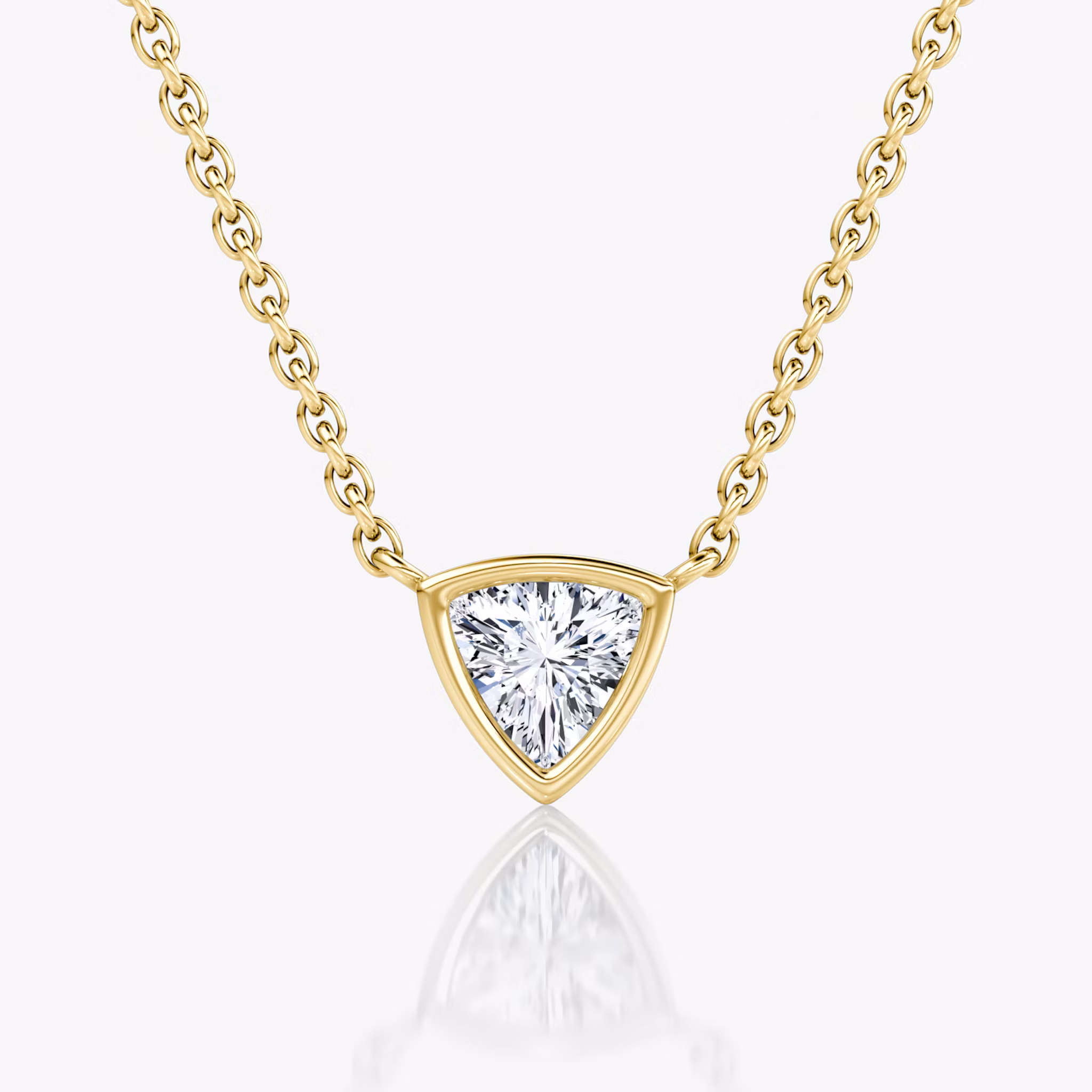 Bezel Solitaire Necklace Trillion | Yellow Gold