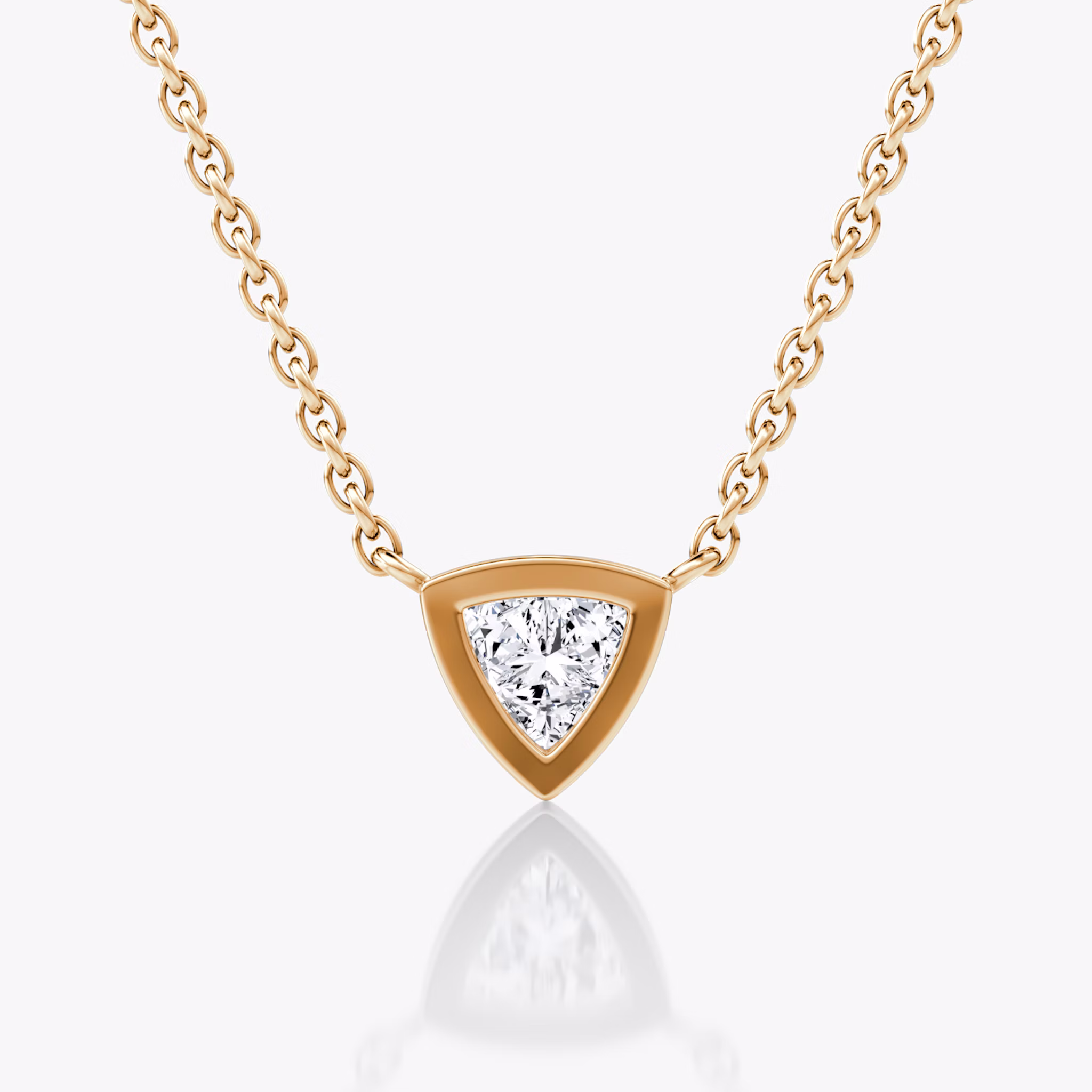 Bezel Solitaire Necklace | Trillion | 14k | Rose Gold | caratWeight: 0.25ct