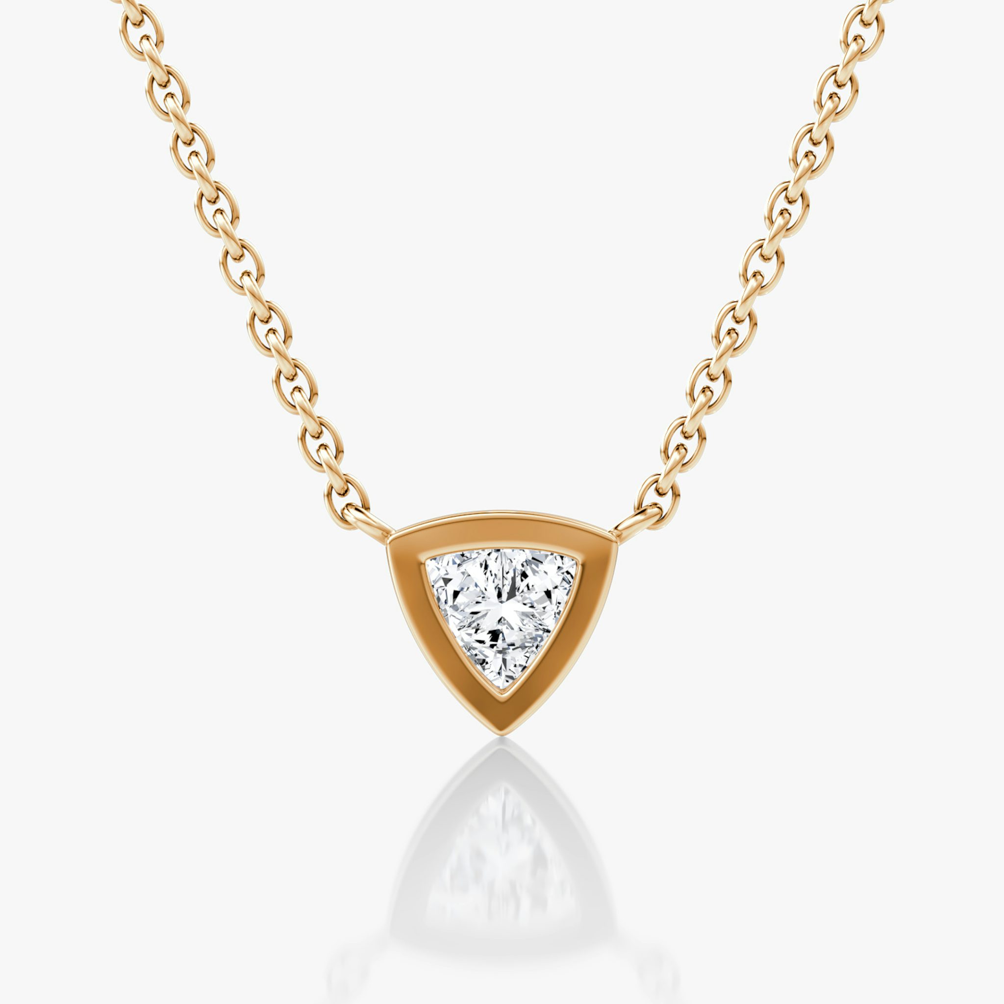 Bezel Solitaire Necklace | Trillion | 14k | Rose Gold | caratWeight: 0.25ct