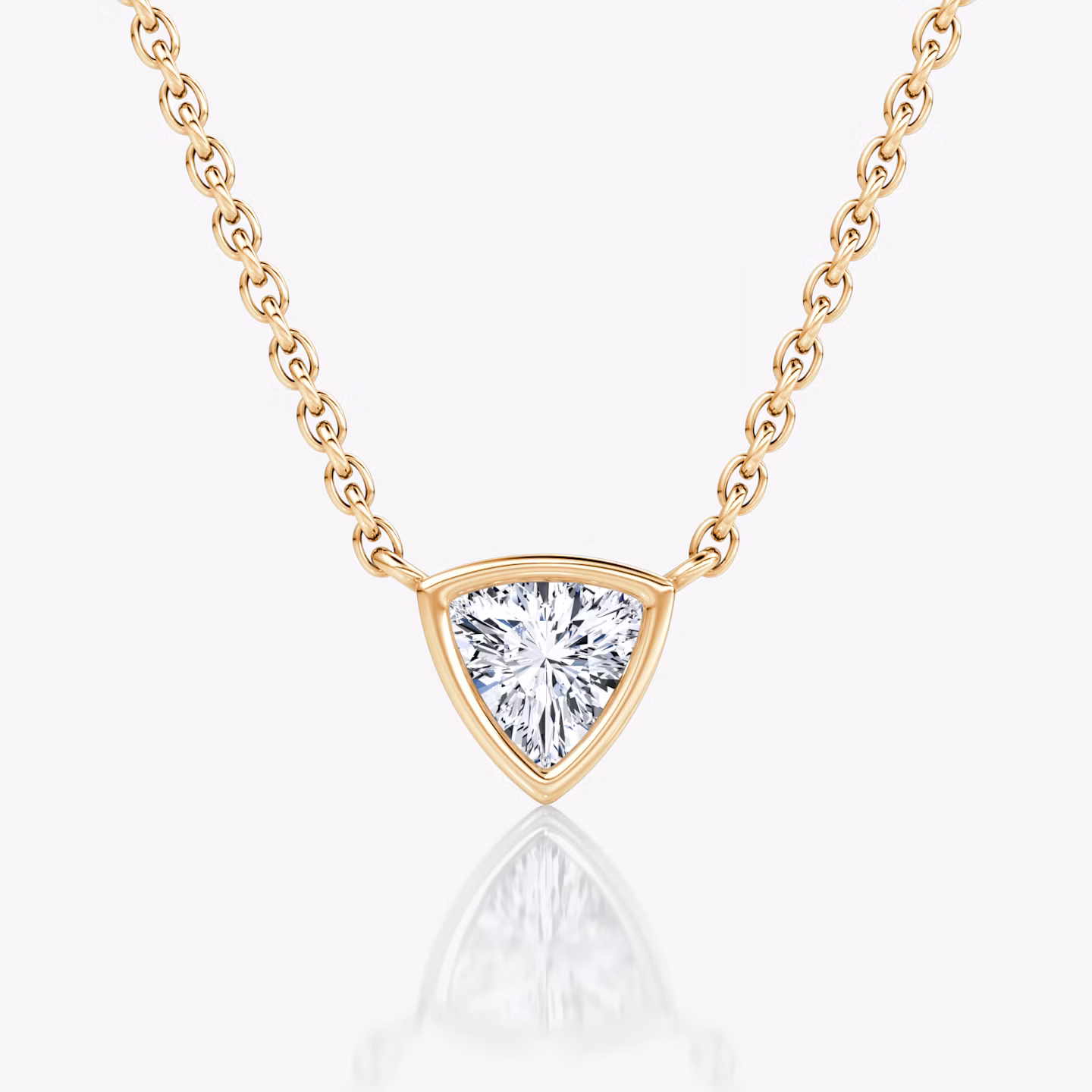 Bezel Solitaire Necklace Trillion | Rose Gold