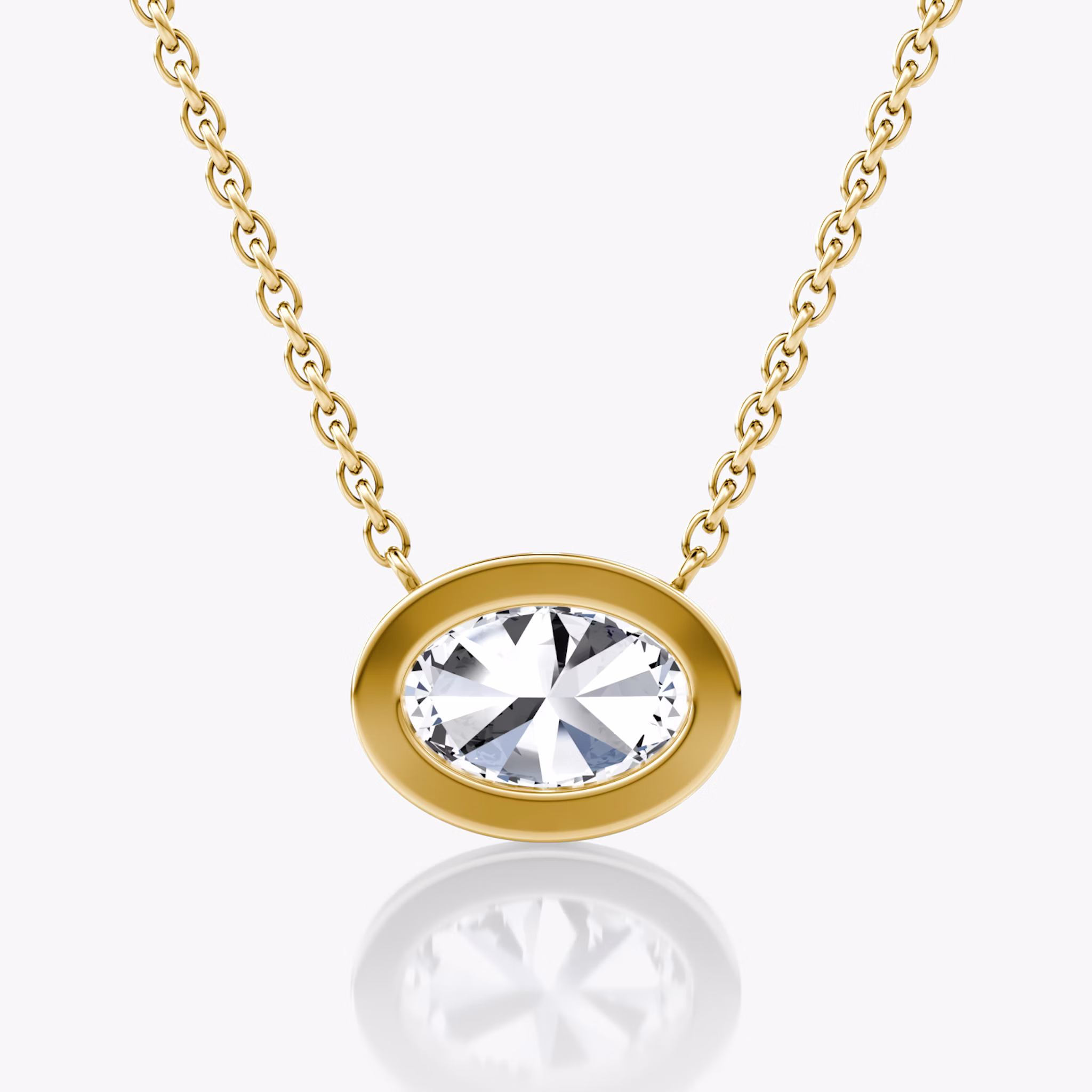 Bezel Solitaire Necklace | Oval | 14k | Yellow Gold | caratWeight: 1.0ct