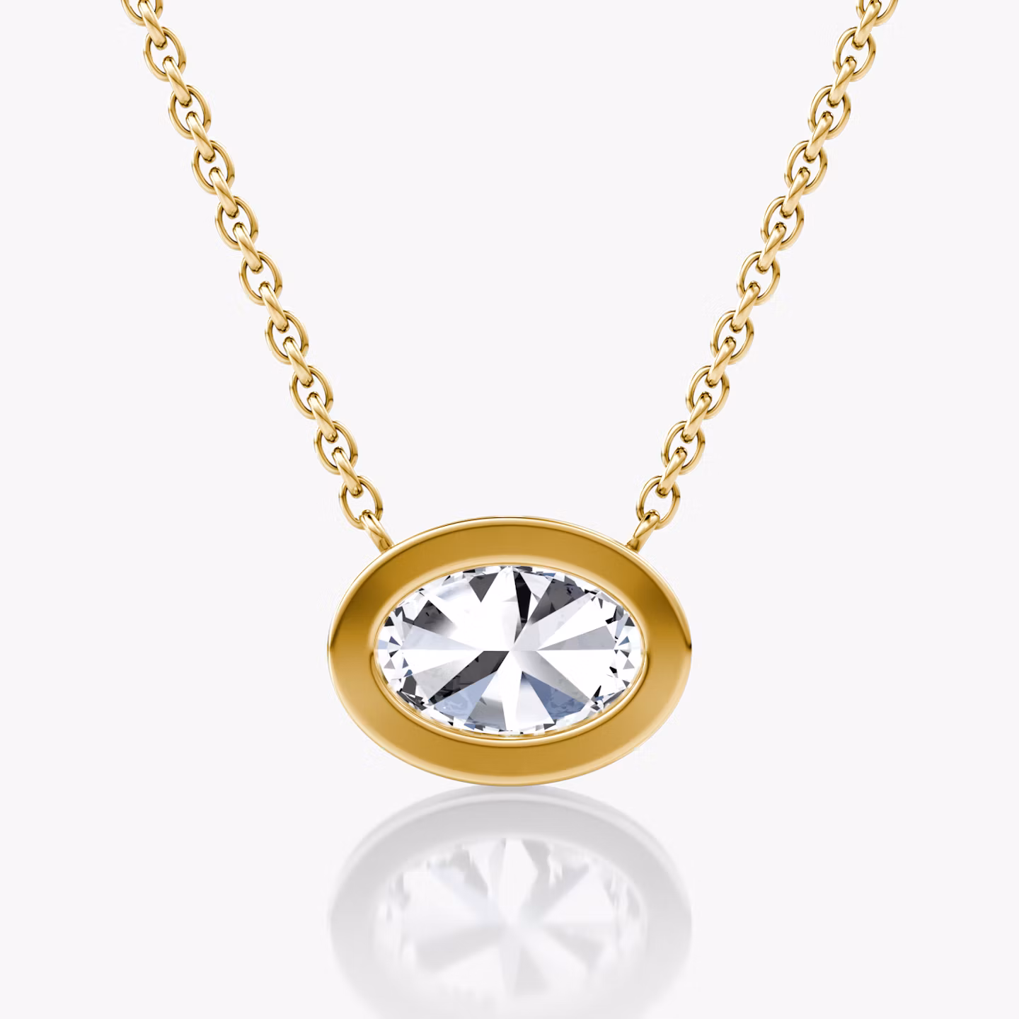 Bezel Solitaire Necklace | Oval | 14k | Yellow Gold | caratWeight: 1.0ct