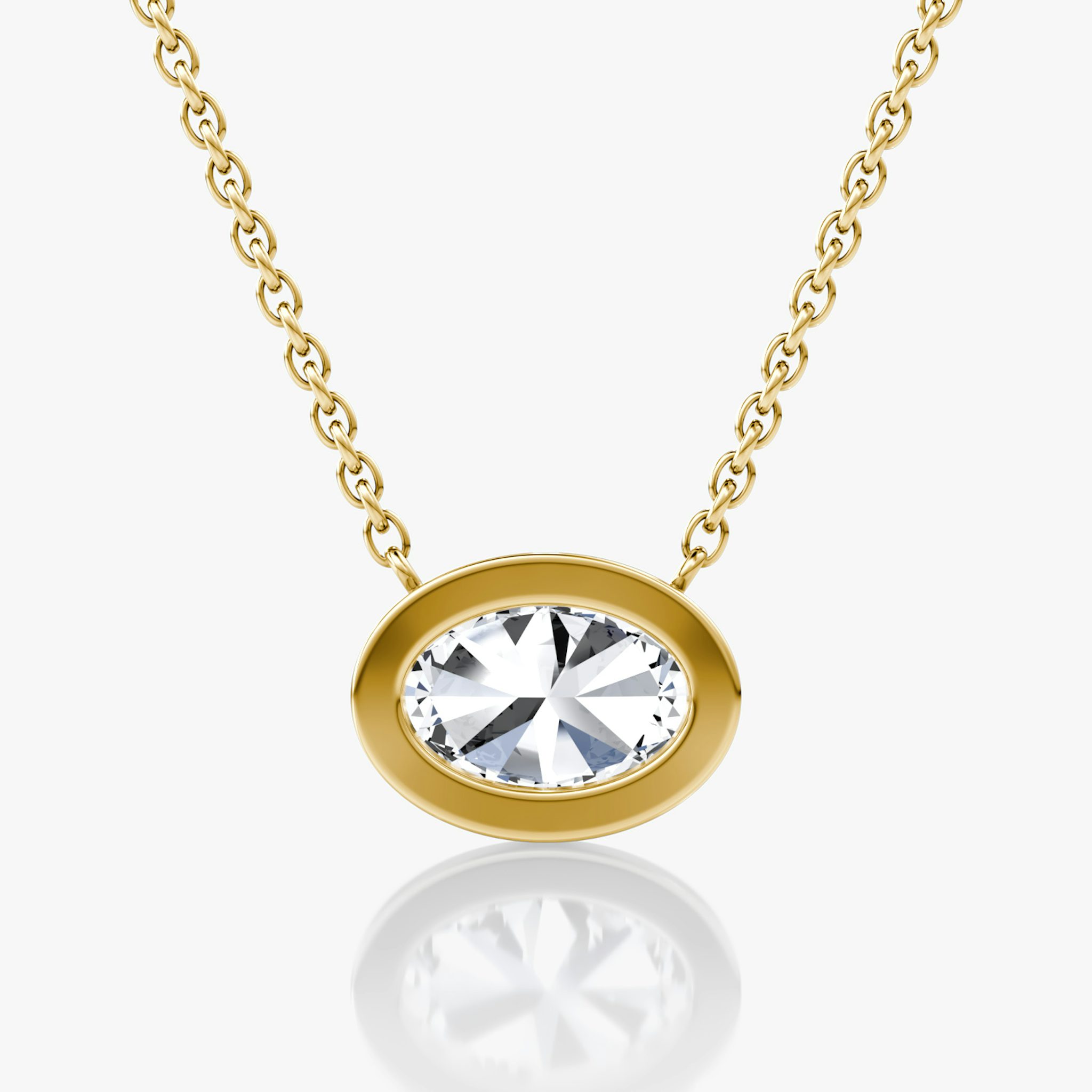 Bezel Solitaire Necklace | Oval | 14k | Yellow Gold | caratWeight: 1.0ct