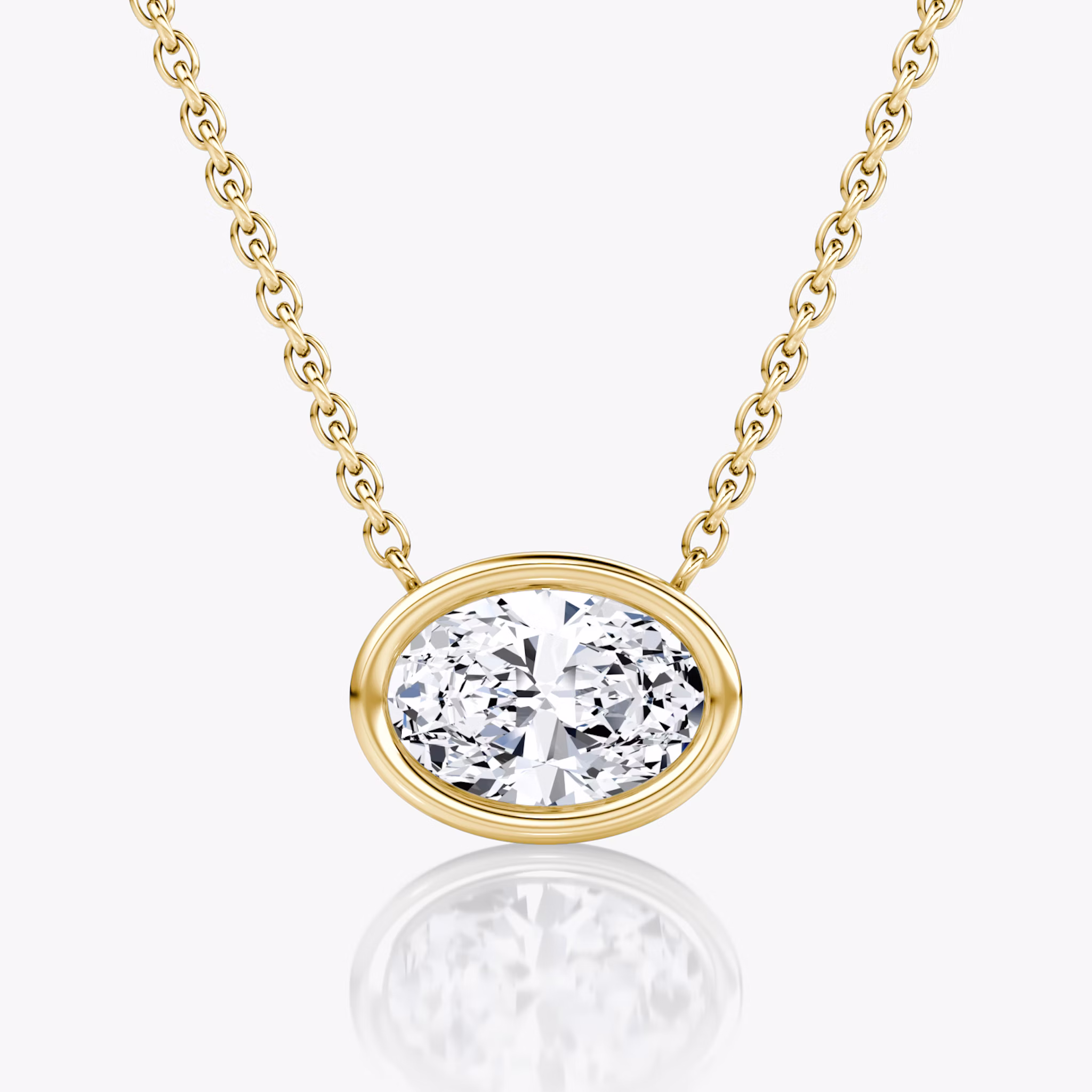 Bezel Solitaire Necklace | Oval | 14k | Yellow Gold | caratWeight: 1.0ct