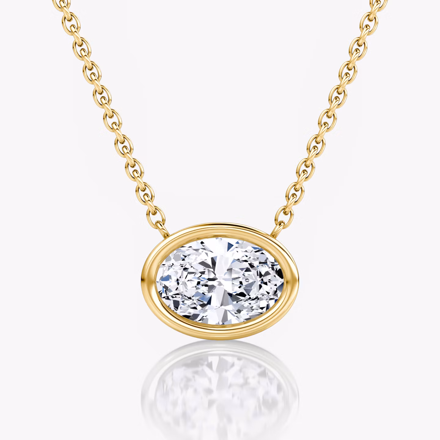 Bezel Solitaire Necklace Oval | Yellow Gold