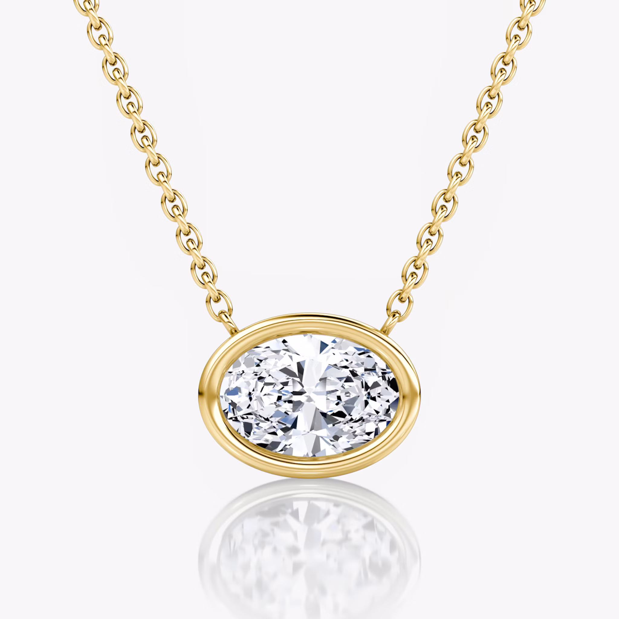 Bezel Solitaire Necklace Oval | Yellow Gold