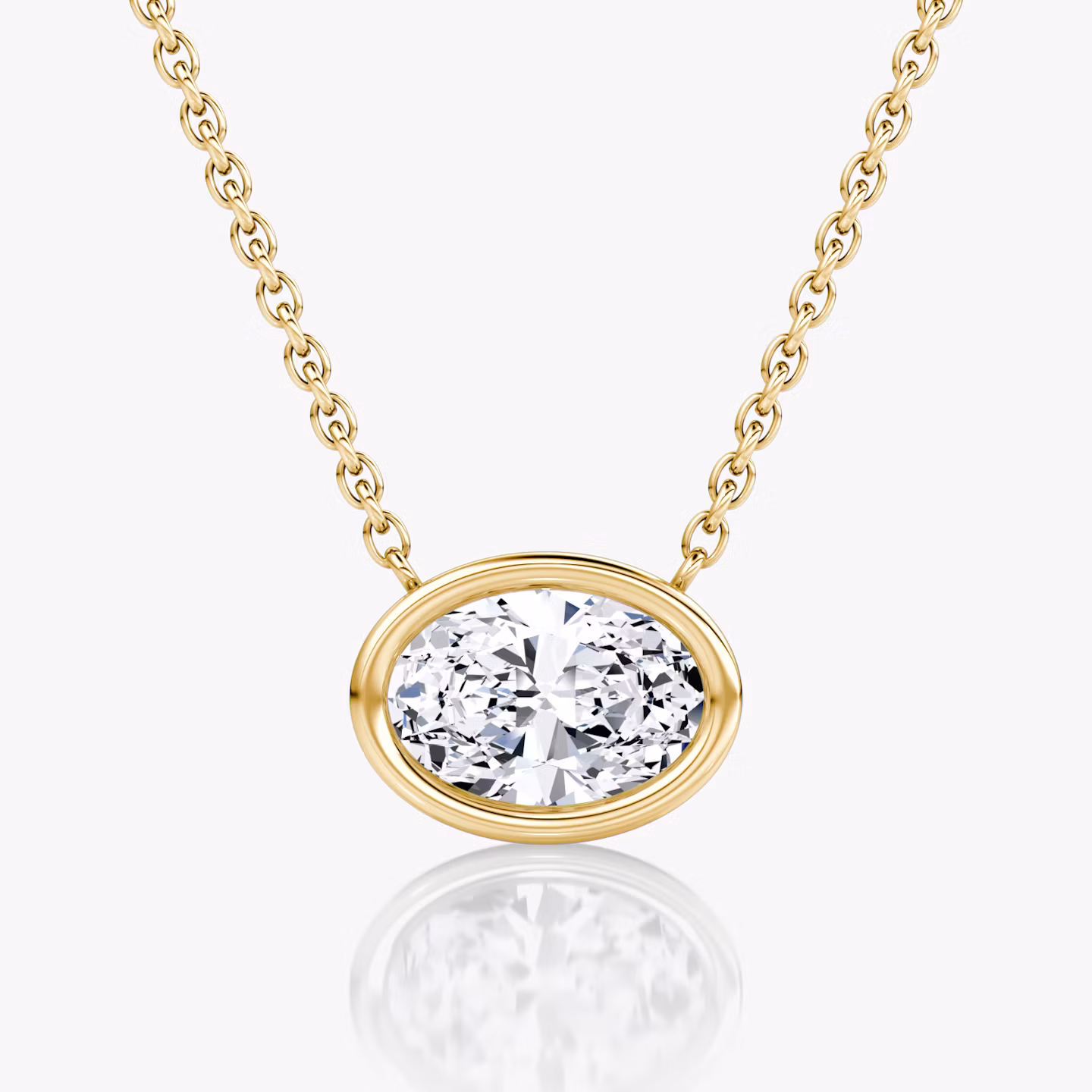 Bezel Solitaire Necklace | Oval | 14k | Yellow Gold | caratWeight: 1.0ct