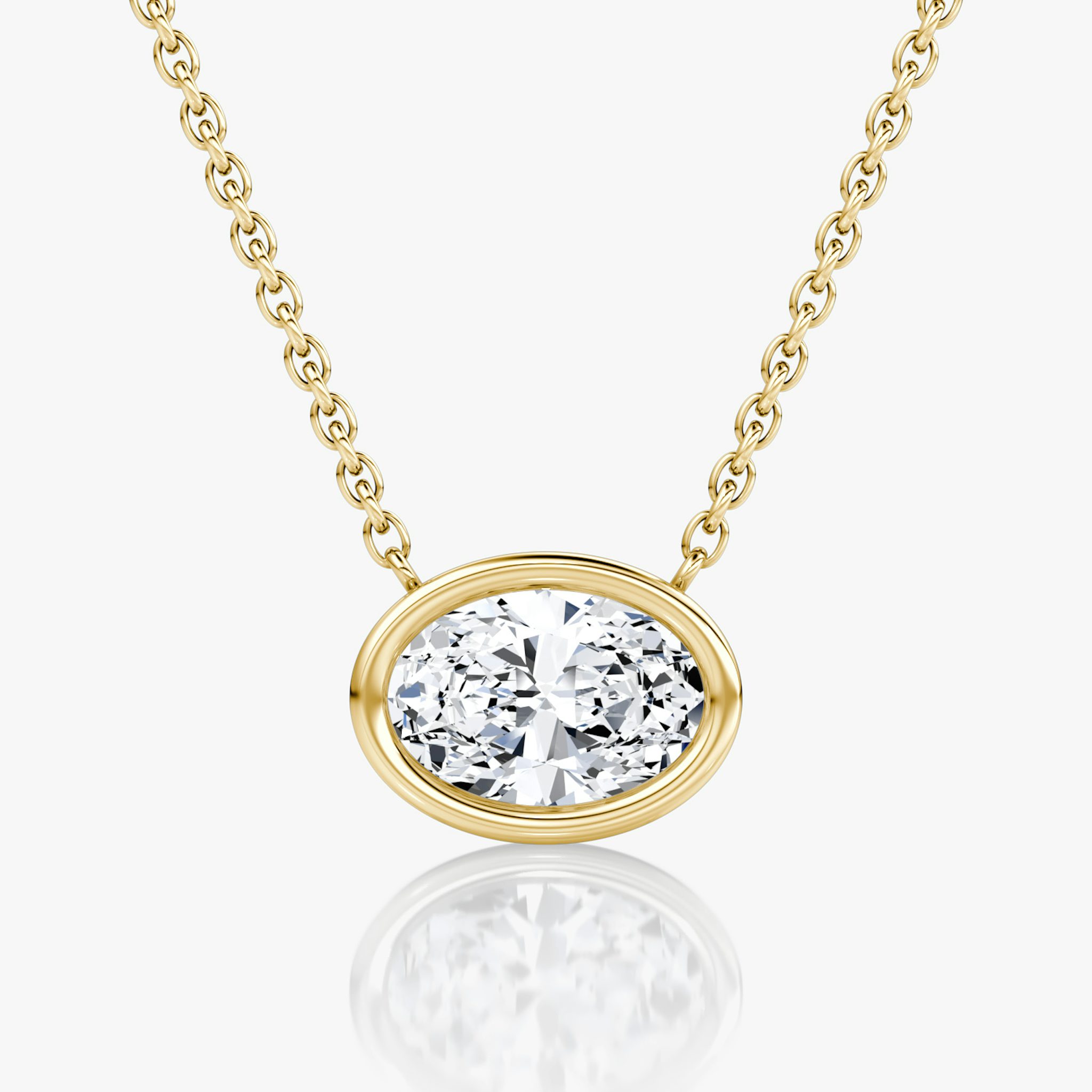 Bezel Solitaire Necklace | Oval | 14k | Yellow Gold | caratWeight: 1.0ct
