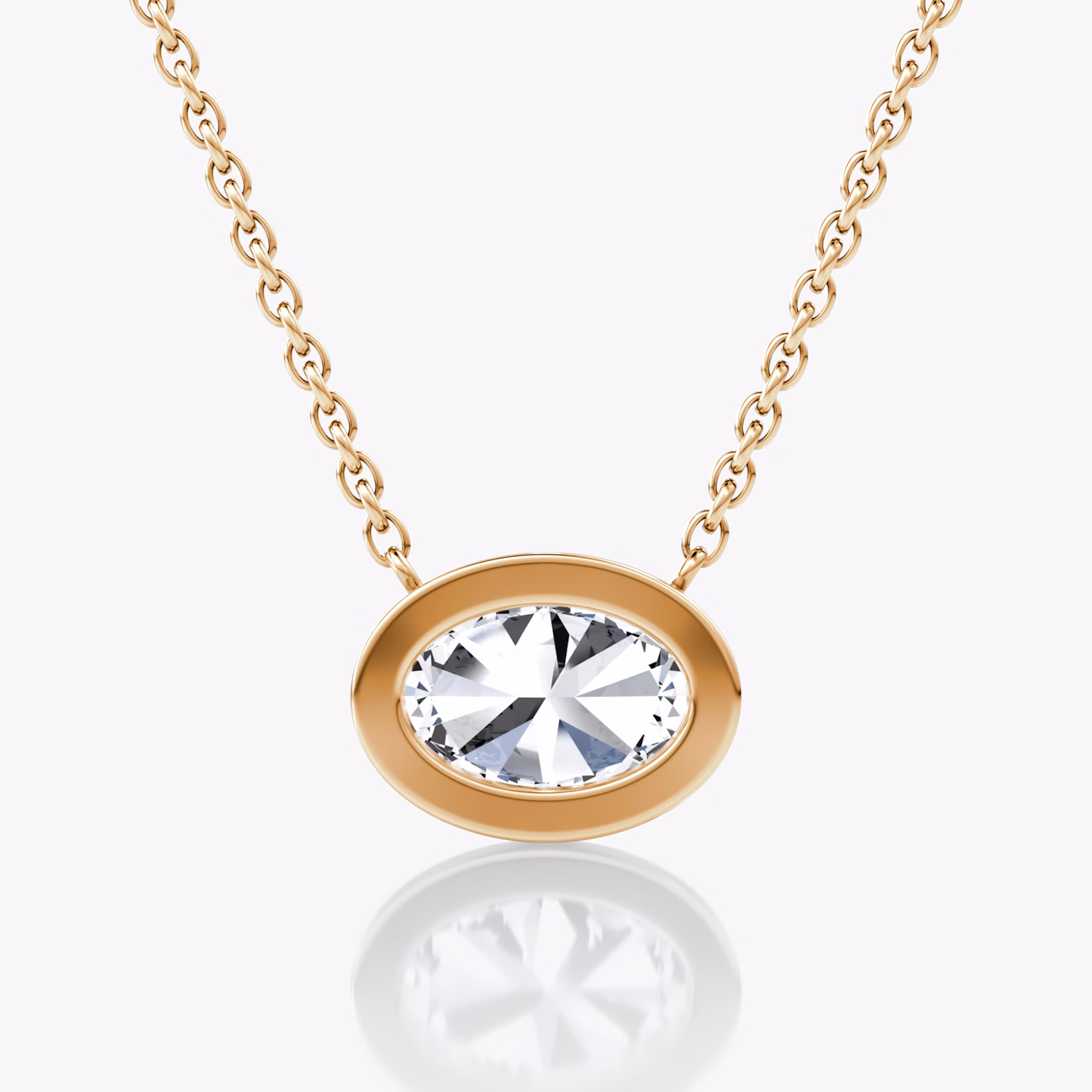 Bezel Solitaire Necklace | Oval | 14k | Rose Gold | caratWeight: other