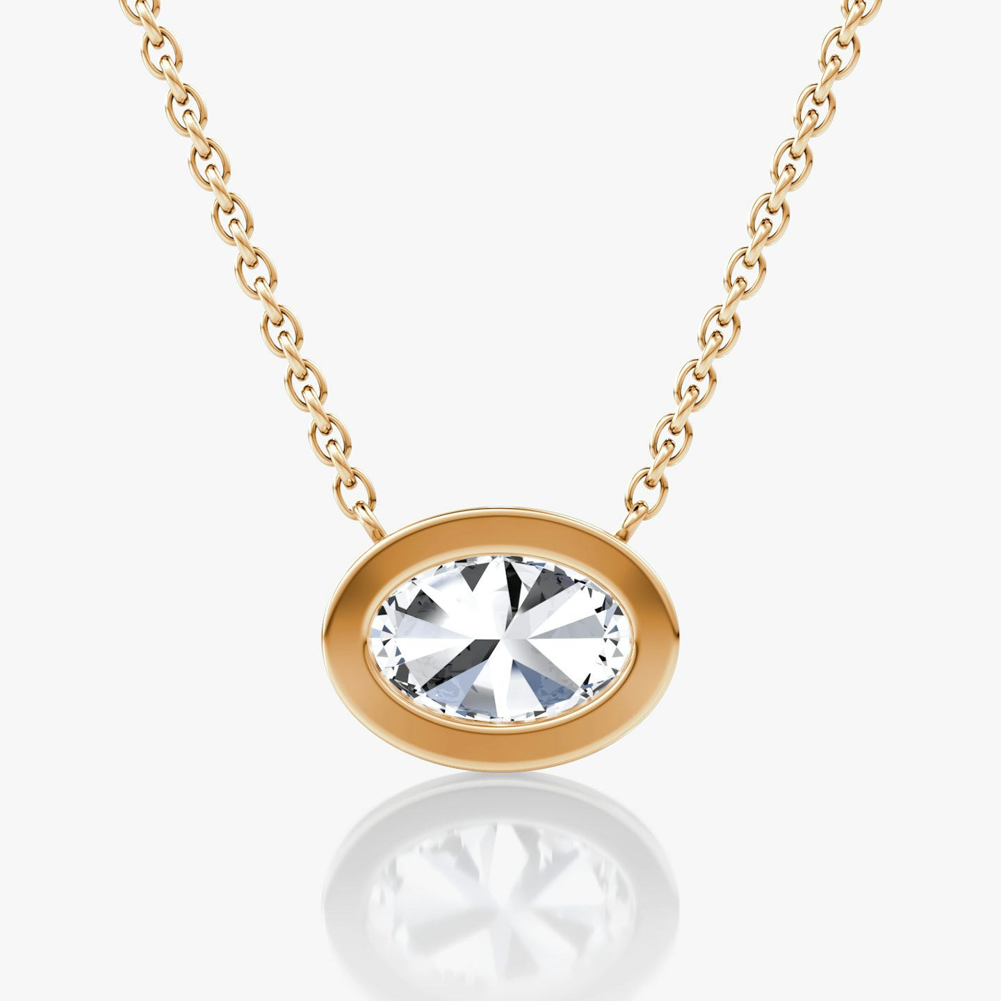 Bezel Solitär Halskette | Oval | 14k | Roségold | caratWeight: other