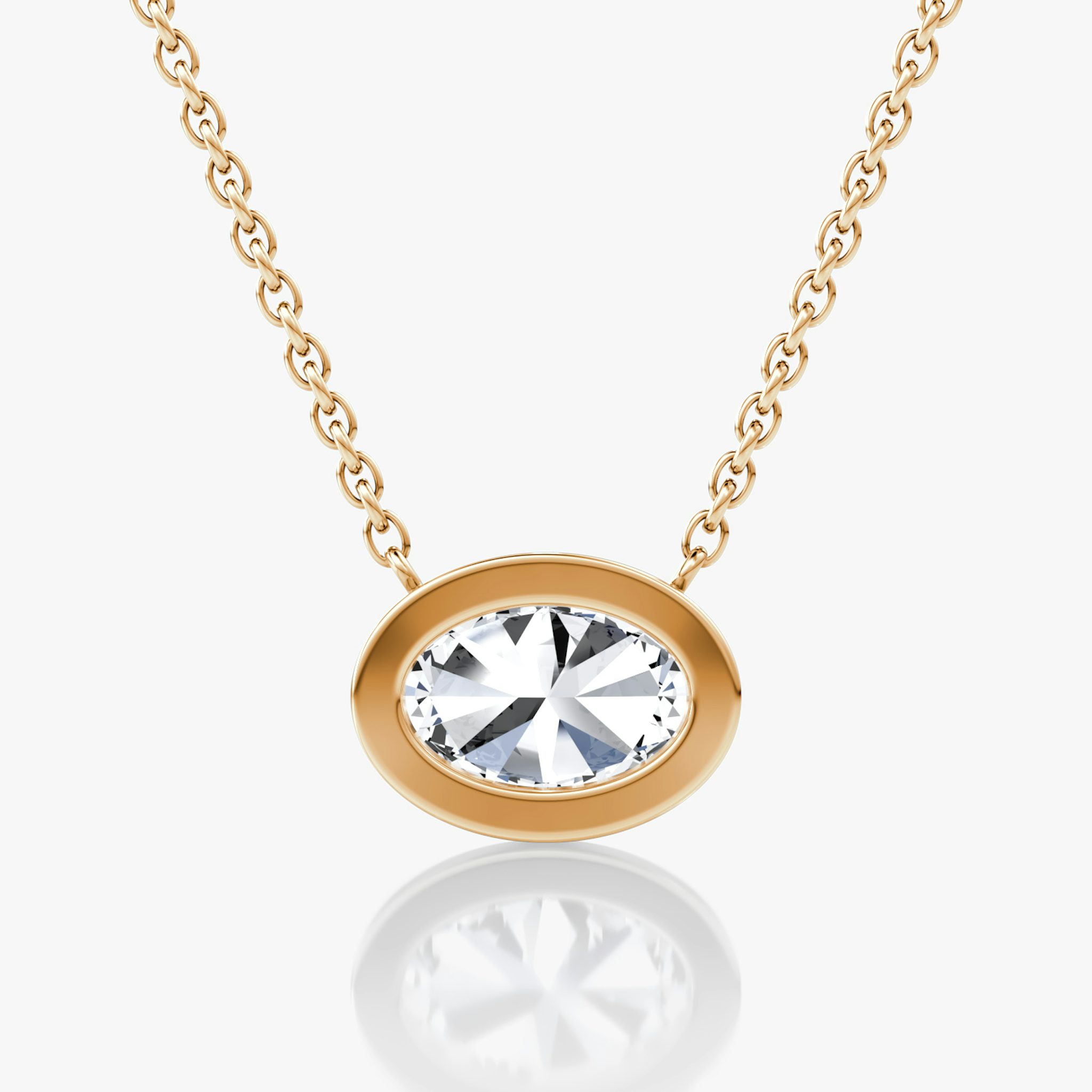 Bezel Solitaire Necklace | Oval | 14k | Rose Gold | caratWeight: other