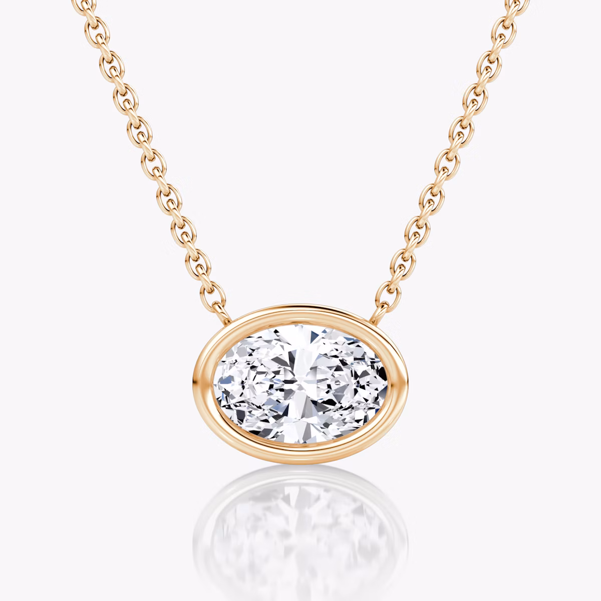 Bezel Solitaire Necklace | Oval | 14k | Rose Gold | caratWeight: 1.0ct