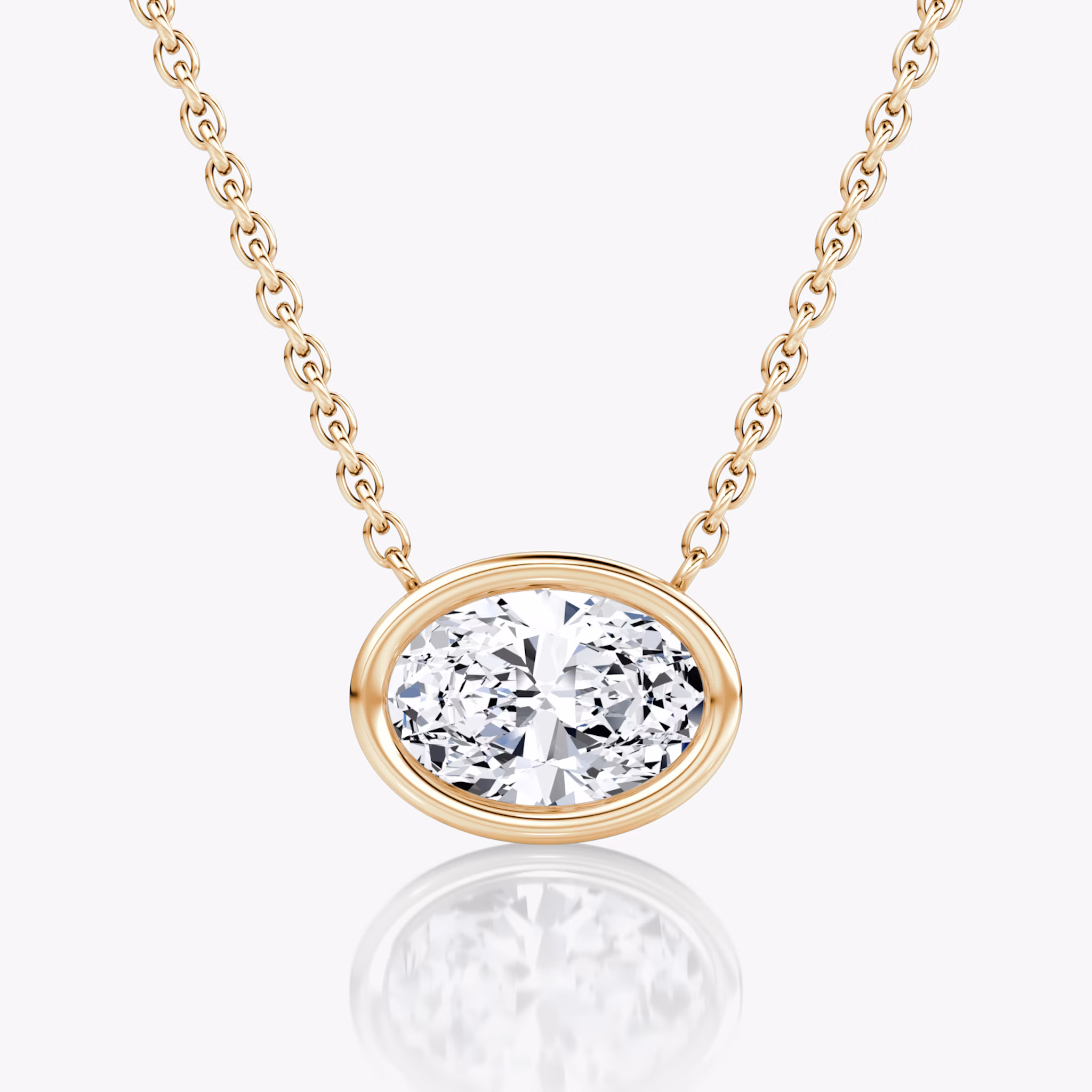 Bezel Solitaire Necklace | Oval | 14k | Rose Gold | caratWeight: other