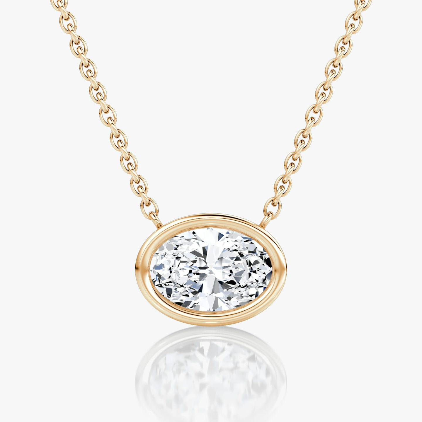 Bezel Solitär Halskette | Oval | 14k | Roségold | caratWeight: other