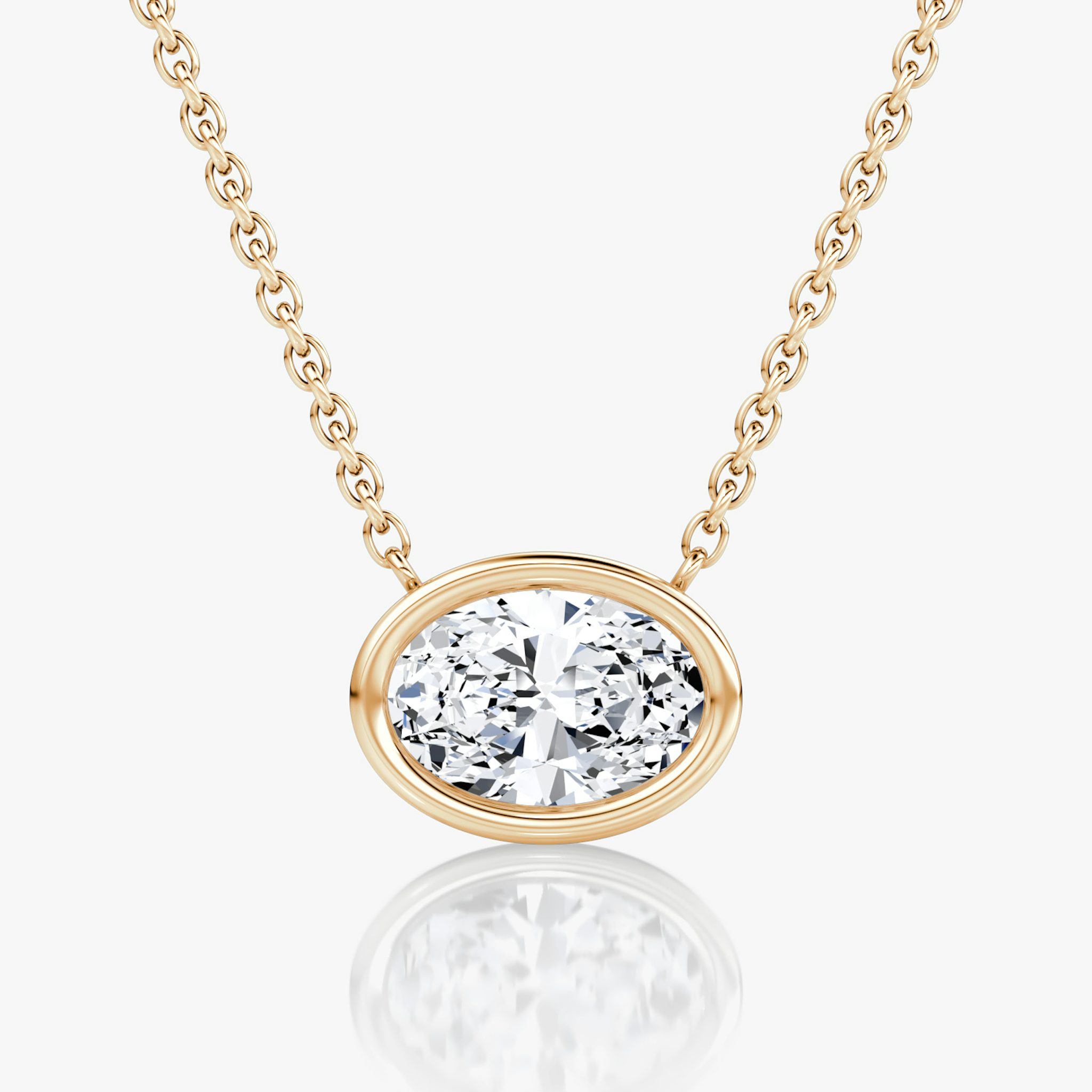 Bezel Solitaire Necklace | Oval | 14k | Rose Gold | caratWeight: other