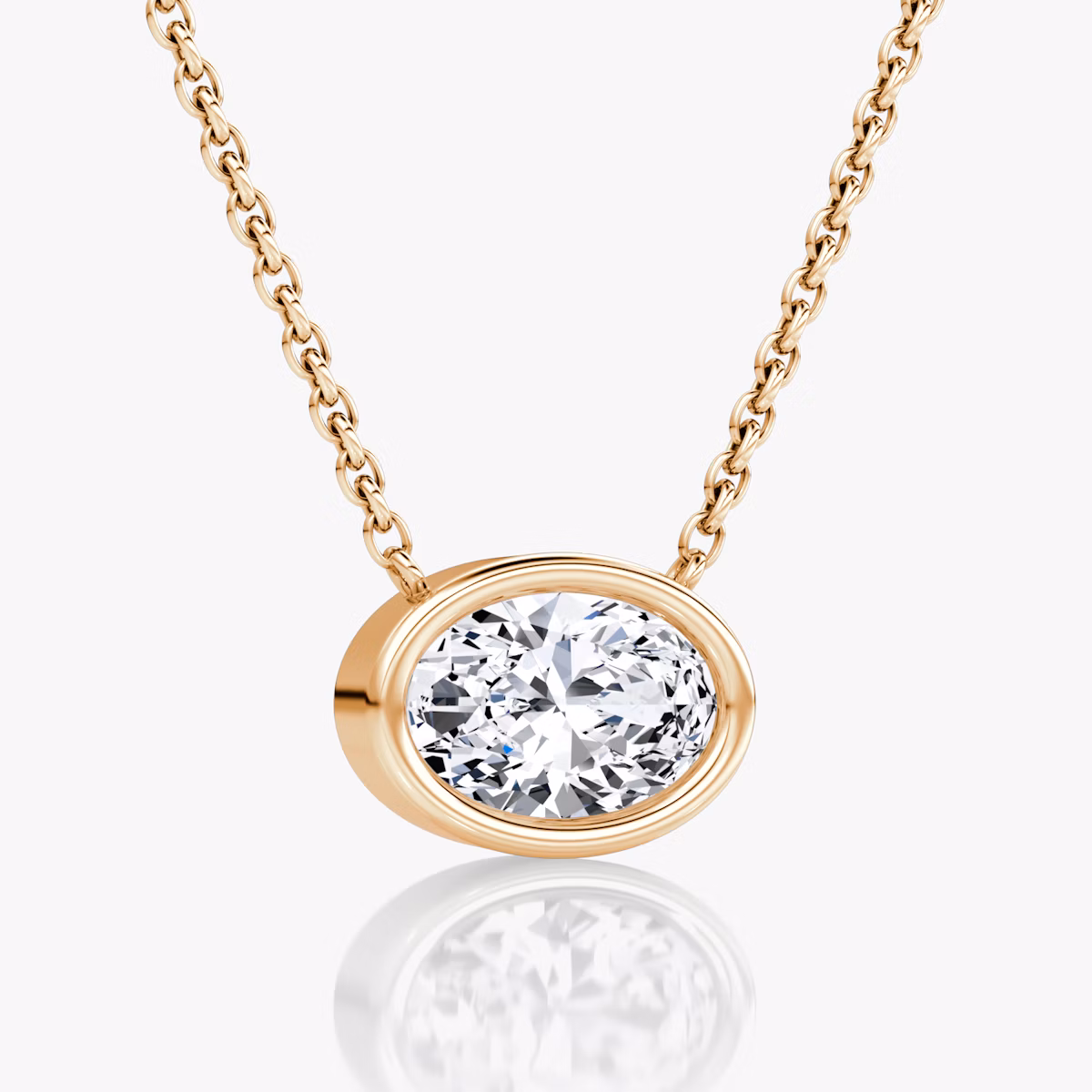 Bezel Solitaire Necklace | Oval | 14k | Rose Gold | caratWeight: 1.0ct