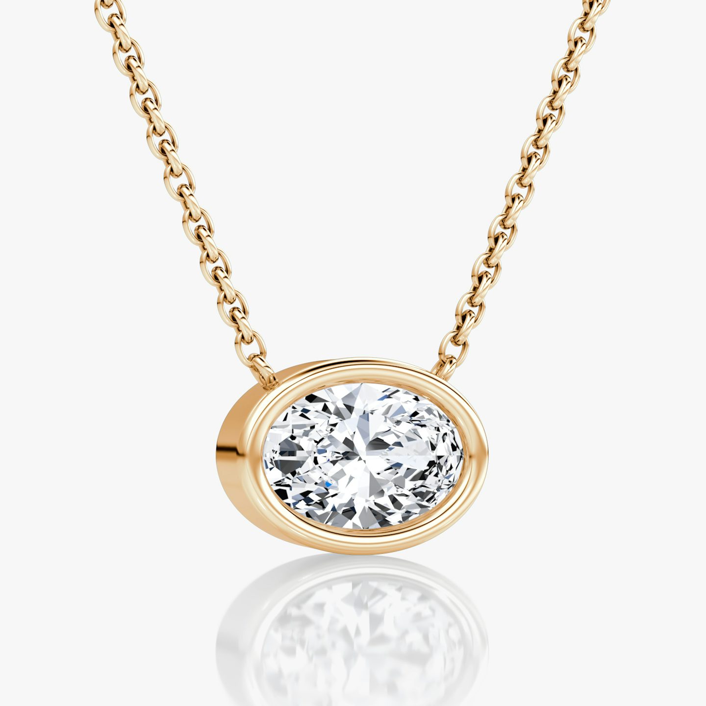 Bezel Solitär Halskette | Oval | 14k | Roségold | caratWeight: other