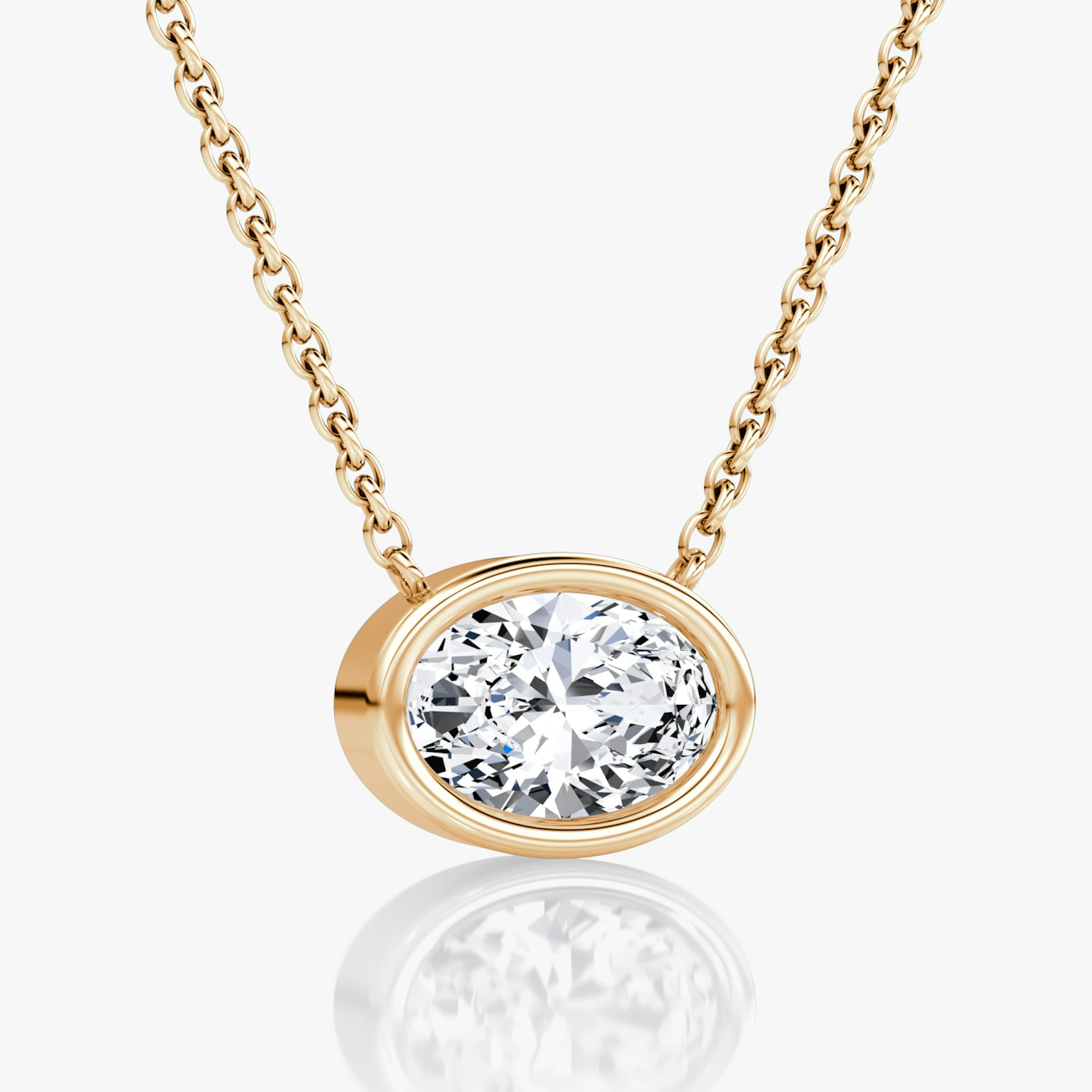 Bezel Solitaire Necklace | Oval | 14k | Rose Gold | caratWeight: other