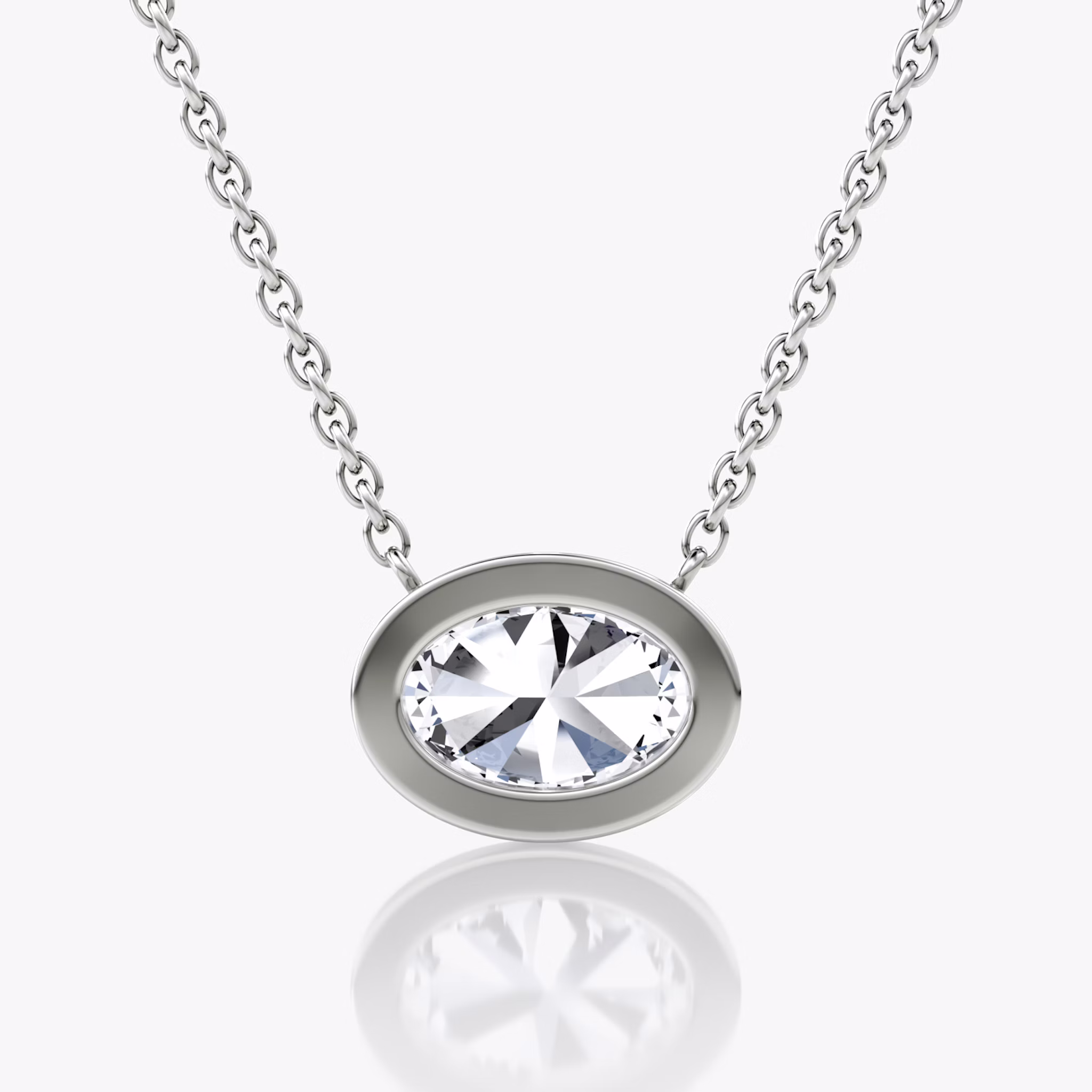 Bezel Solitaire Necklace | Oval | 14k | White Gold | caratWeight: other