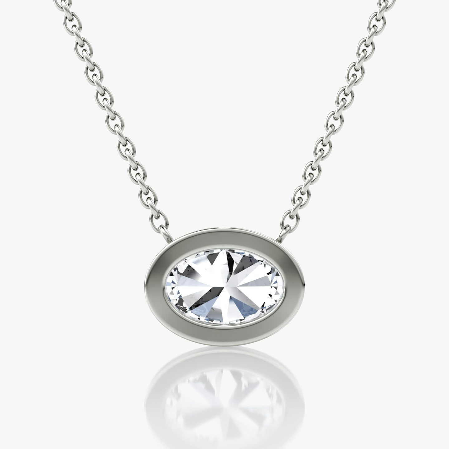 Bezel Solitaire Necklace | Oval | 14k | White Gold | caratWeight: other