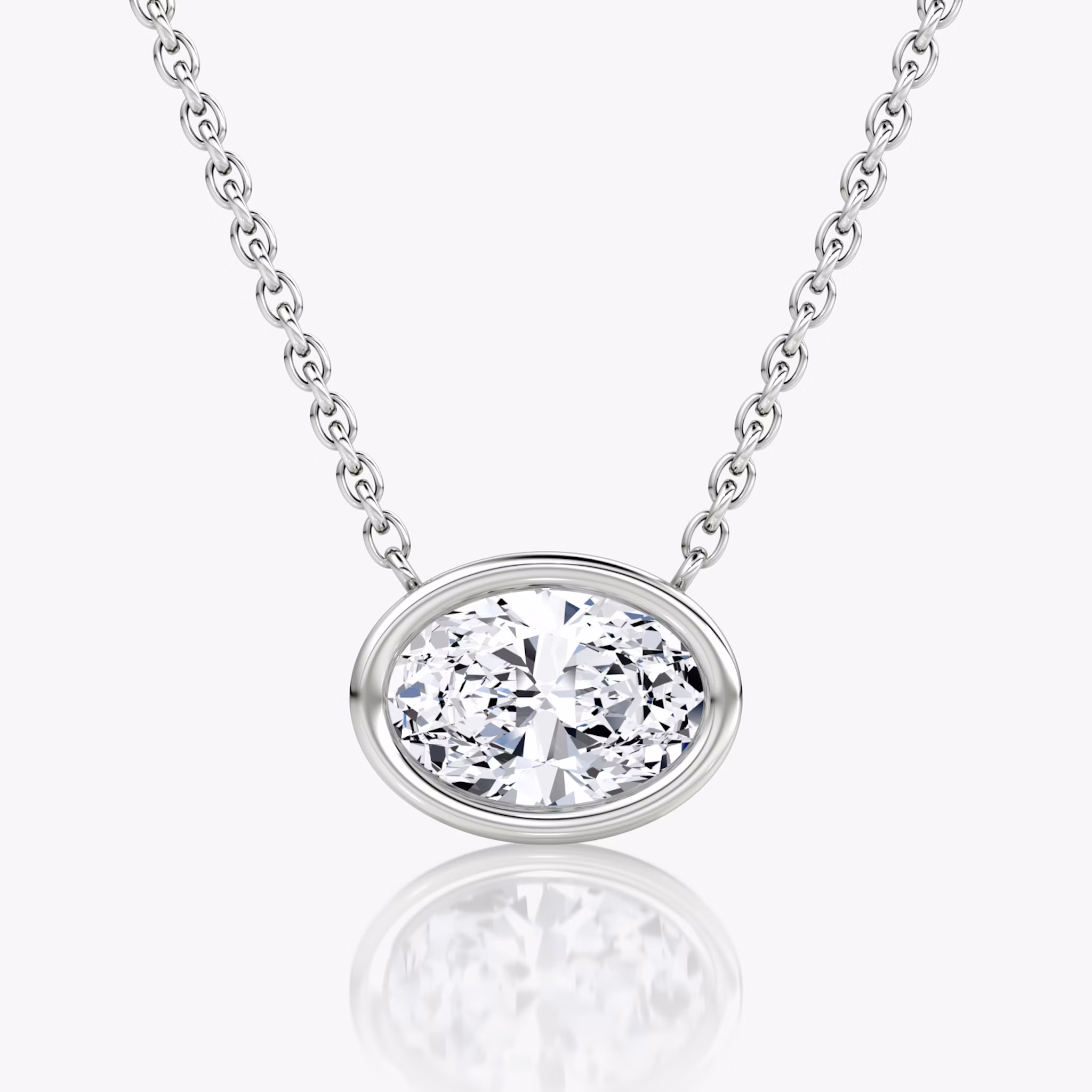 Bezel Solitaire Necklace | Oval | 14k | White Gold | caratWeight: other
