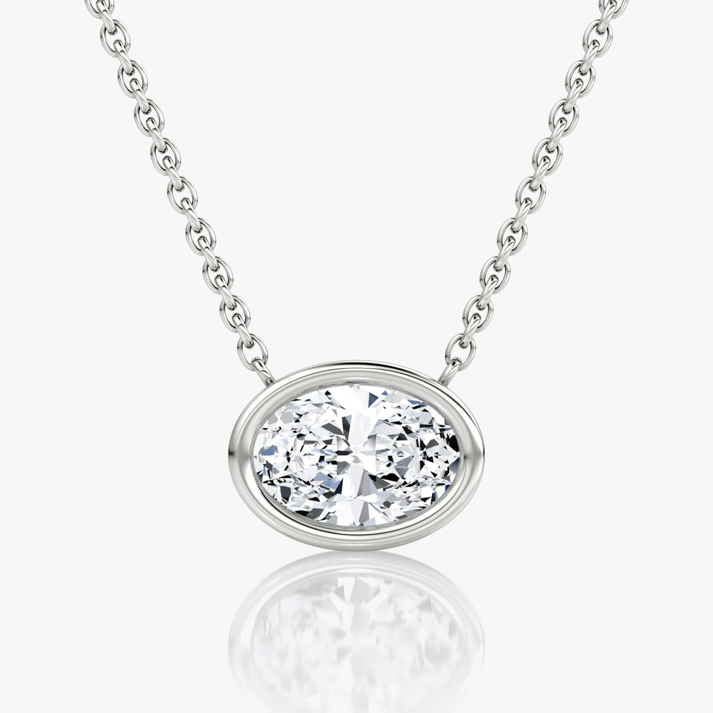 Bezel Solitaire Necklace | Oval | 14k | White Gold | caratWeight: other