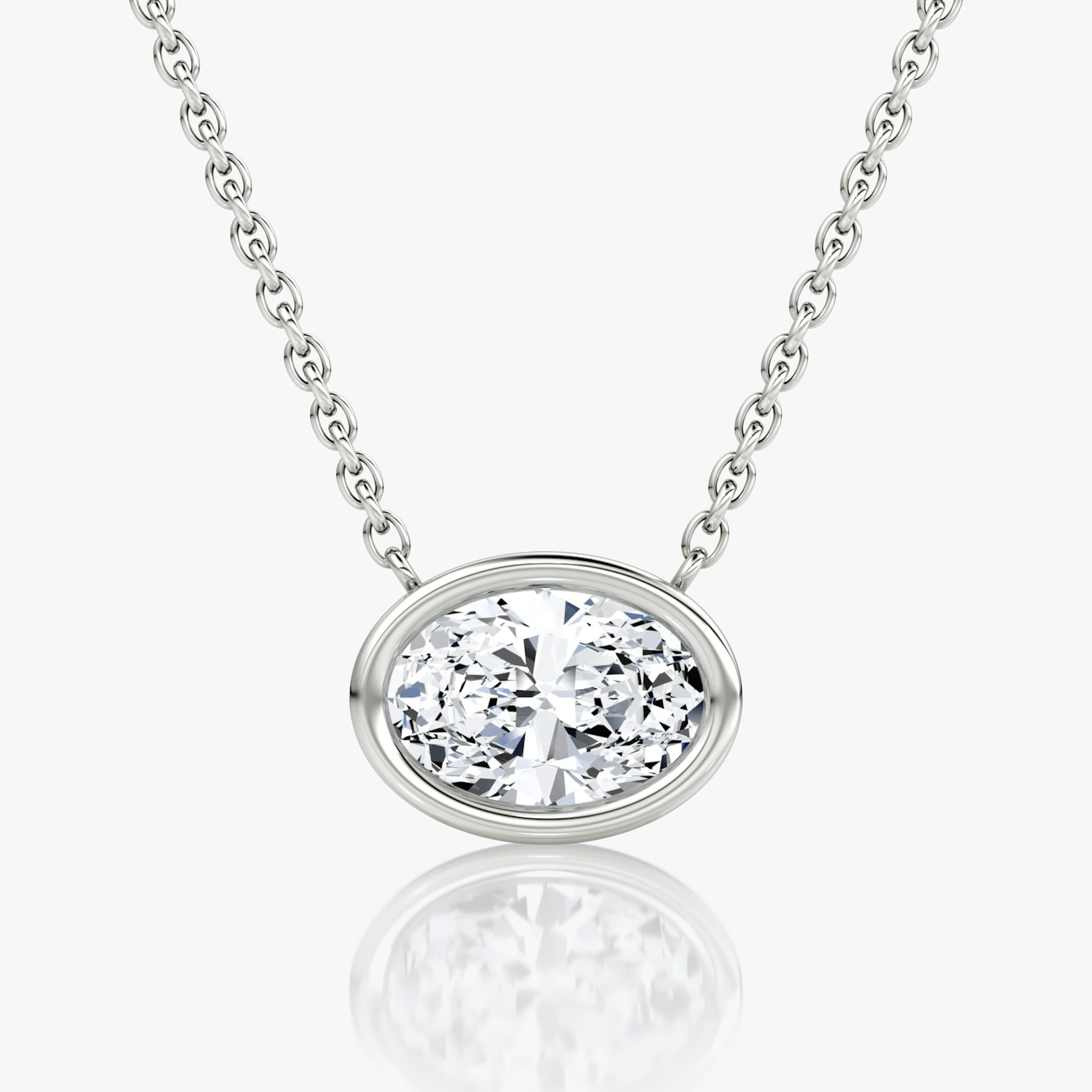 Bezel Solitaire Necklace | Oval | 14k | White Gold | caratWeight: other