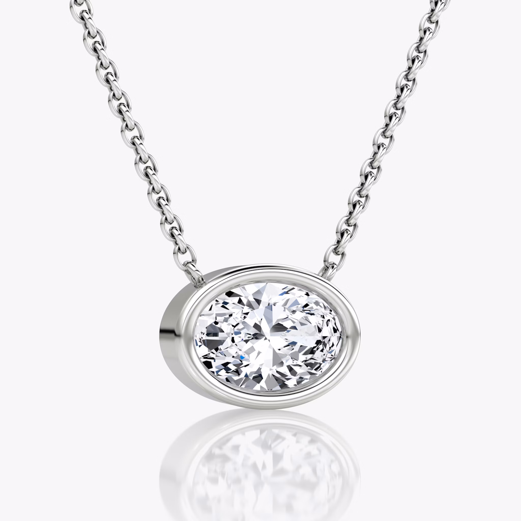 Bezel Solitaire Necklace | Oval | 14k | White Gold | caratWeight: other