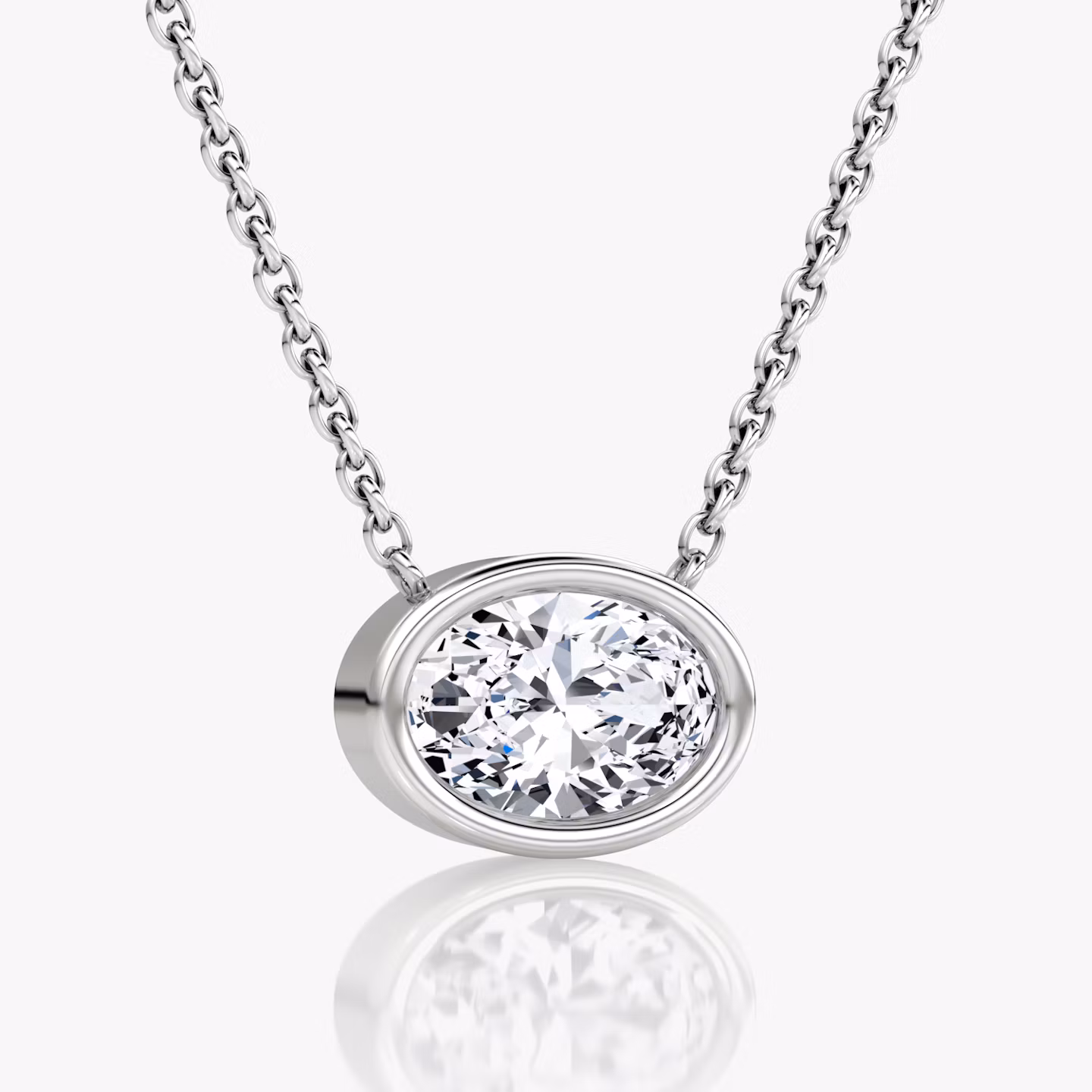 Bezel Solitaire Necklace | Oval | 14k | White Gold | caratWeight: other