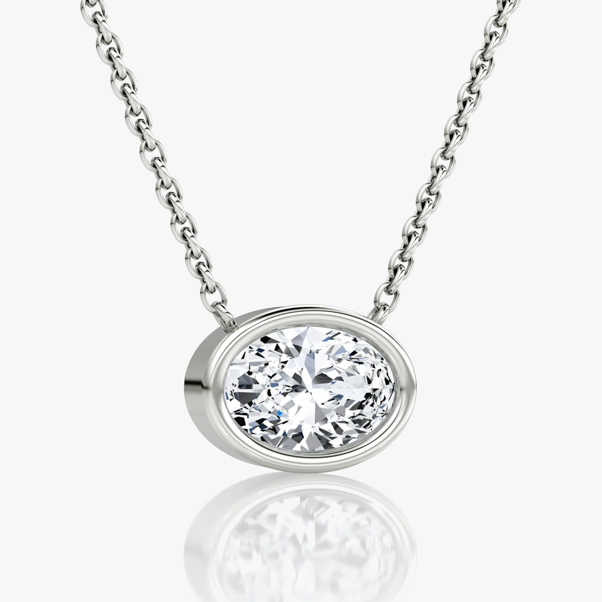 Bezel Solitaire Necklace | Oval | 14k | White Gold | caratWeight: other