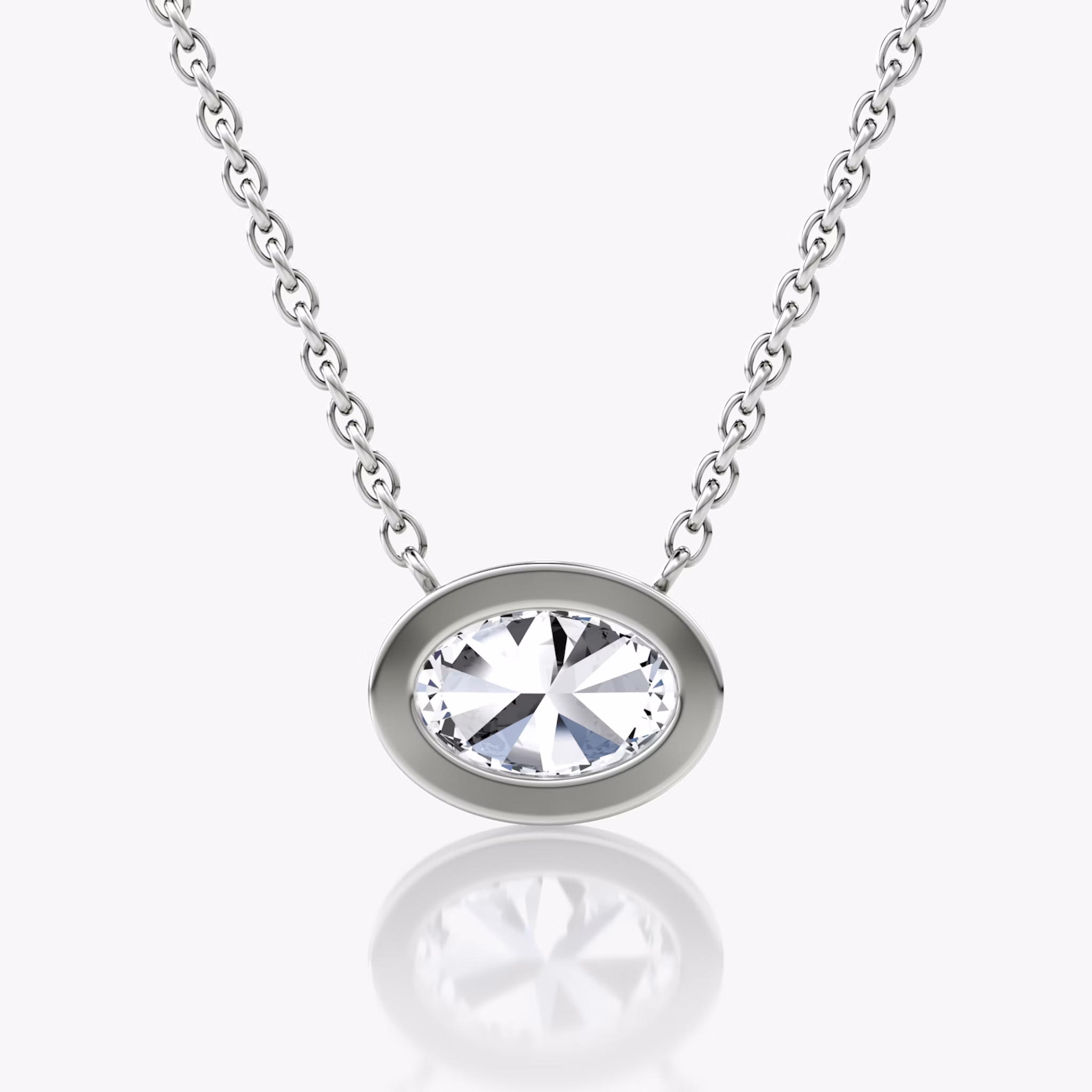 Bezel Solitaire Necklace | Oval | 14k | White Gold | caratWeight: 0.75ct
