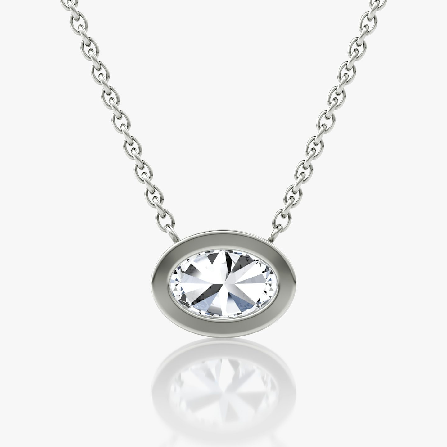 Bezel Solitaire Necklace | Oval | 14k | White Gold | caratWeight: 0.75ct