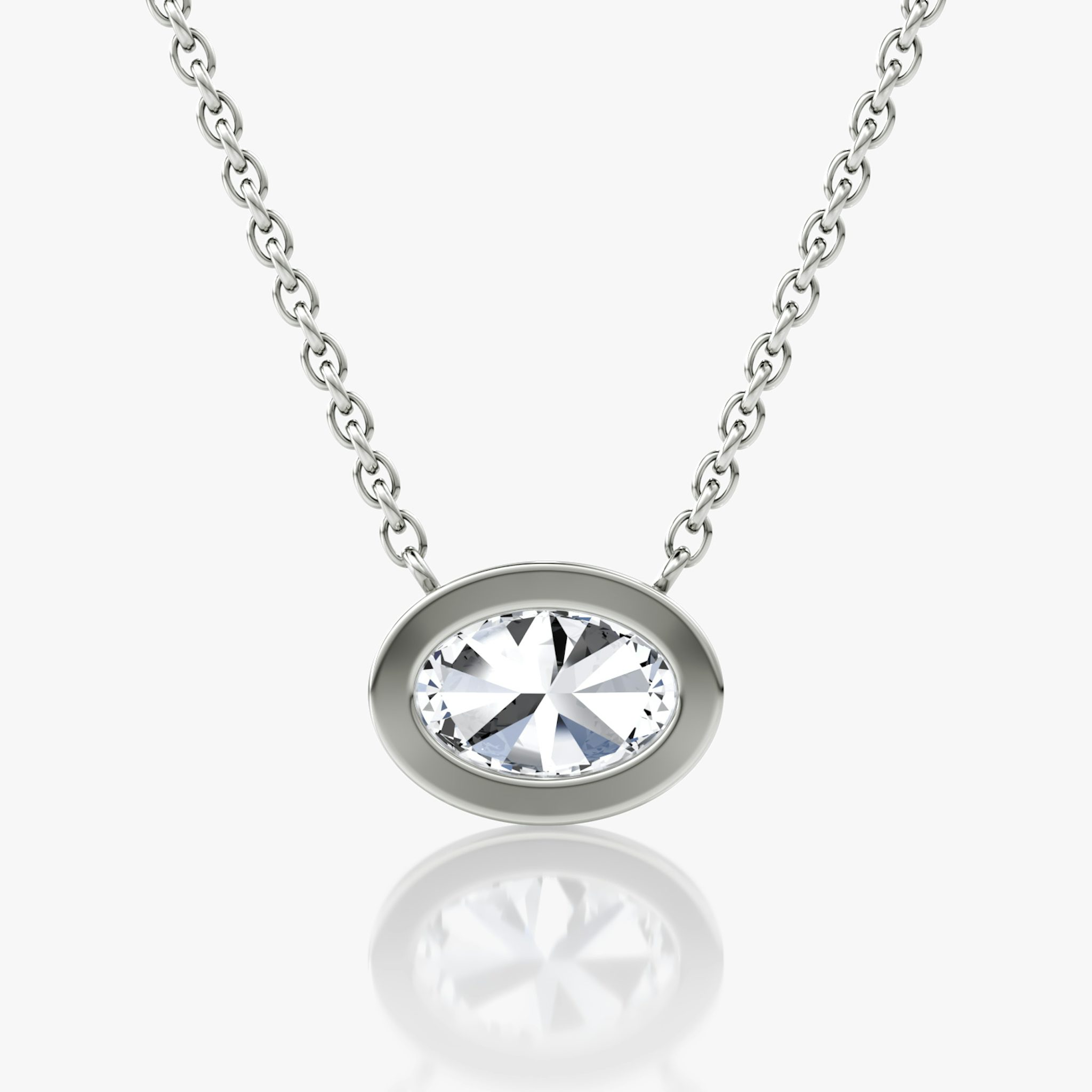Bezel Solitaire Necklace | Oval | 14k | White Gold | caratWeight: 0.75ct
