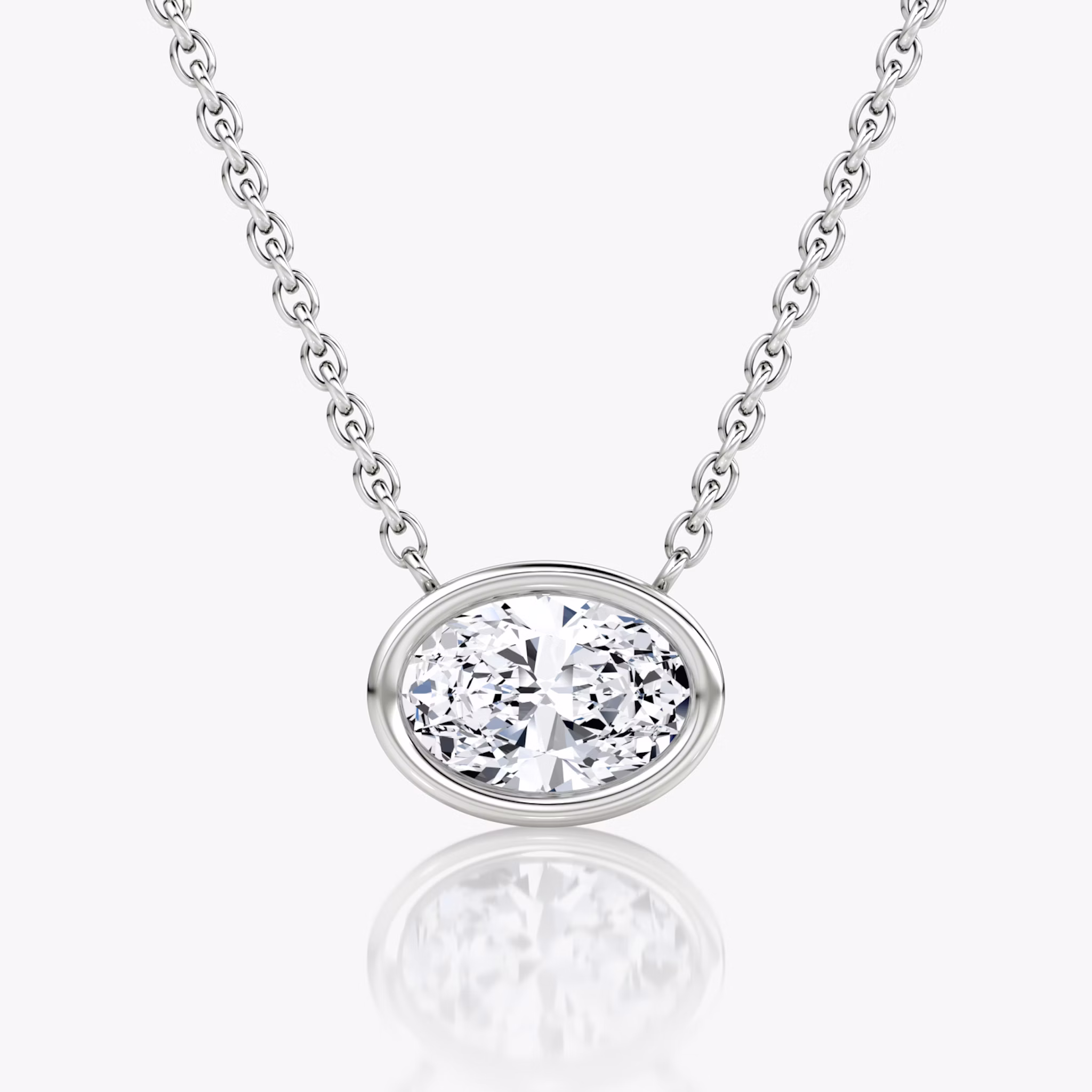 Bezel Solitaire Necklace | Oval | 14k | White Gold | caratWeight: 0.75ct
