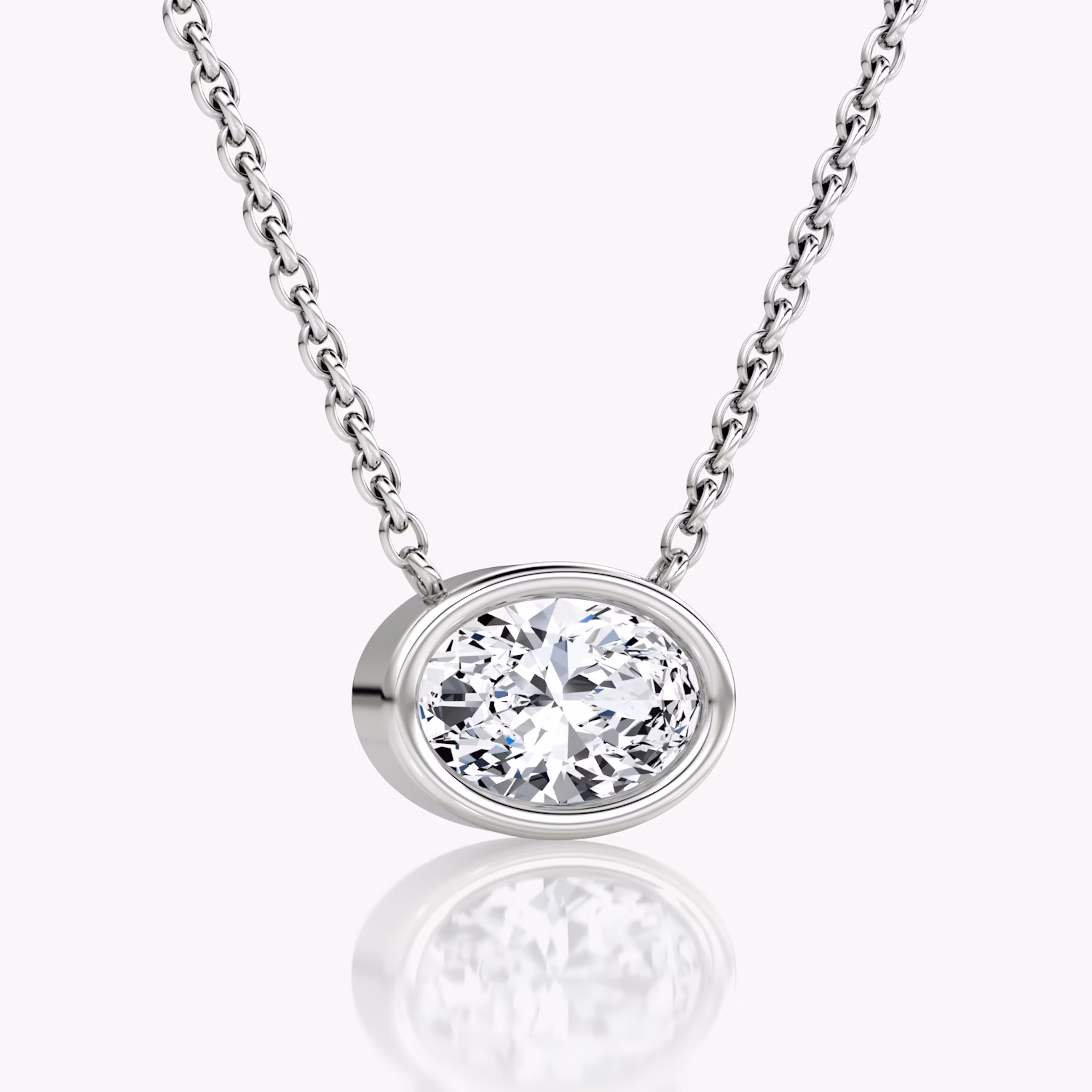 Bezel Solitaire Necklace | Oval | 14k | White Gold | caratWeight: 0.75ct