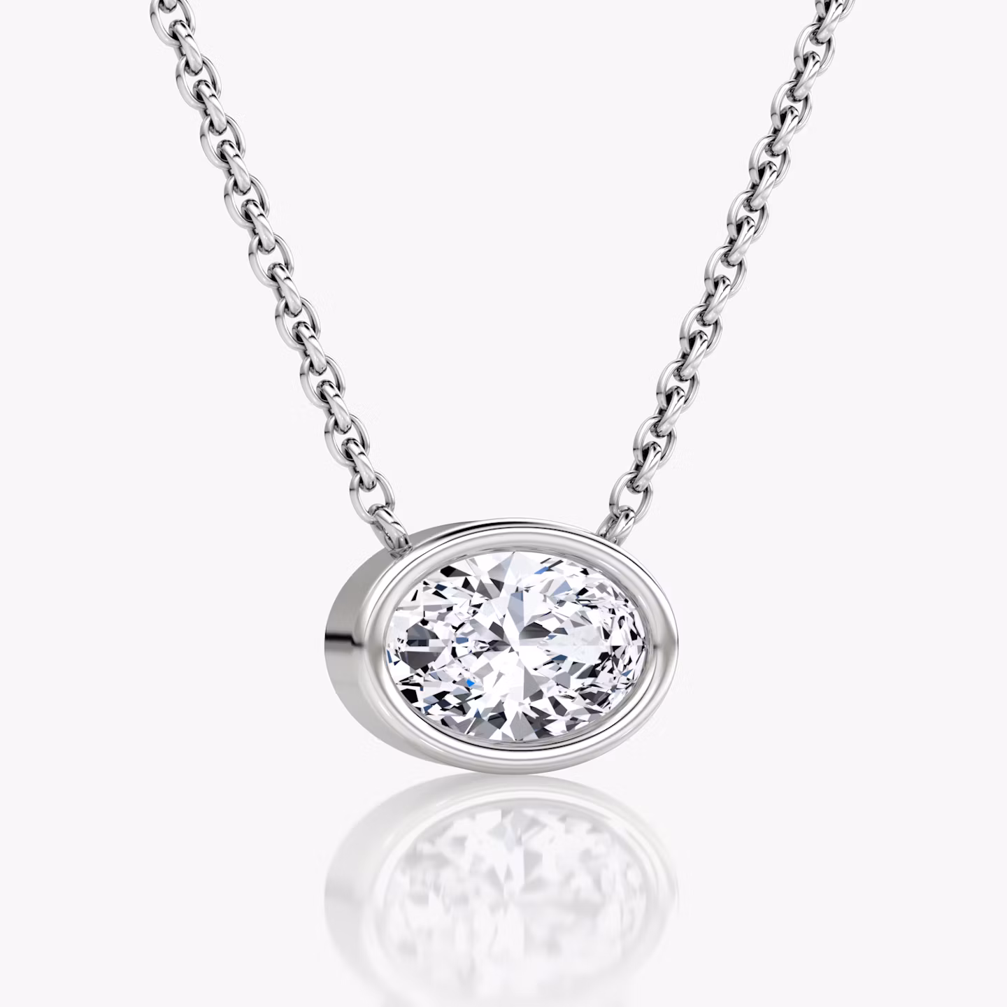 Bezel Solitaire Necklace | Oval | 14k | White Gold | caratWeight: 0.75ct