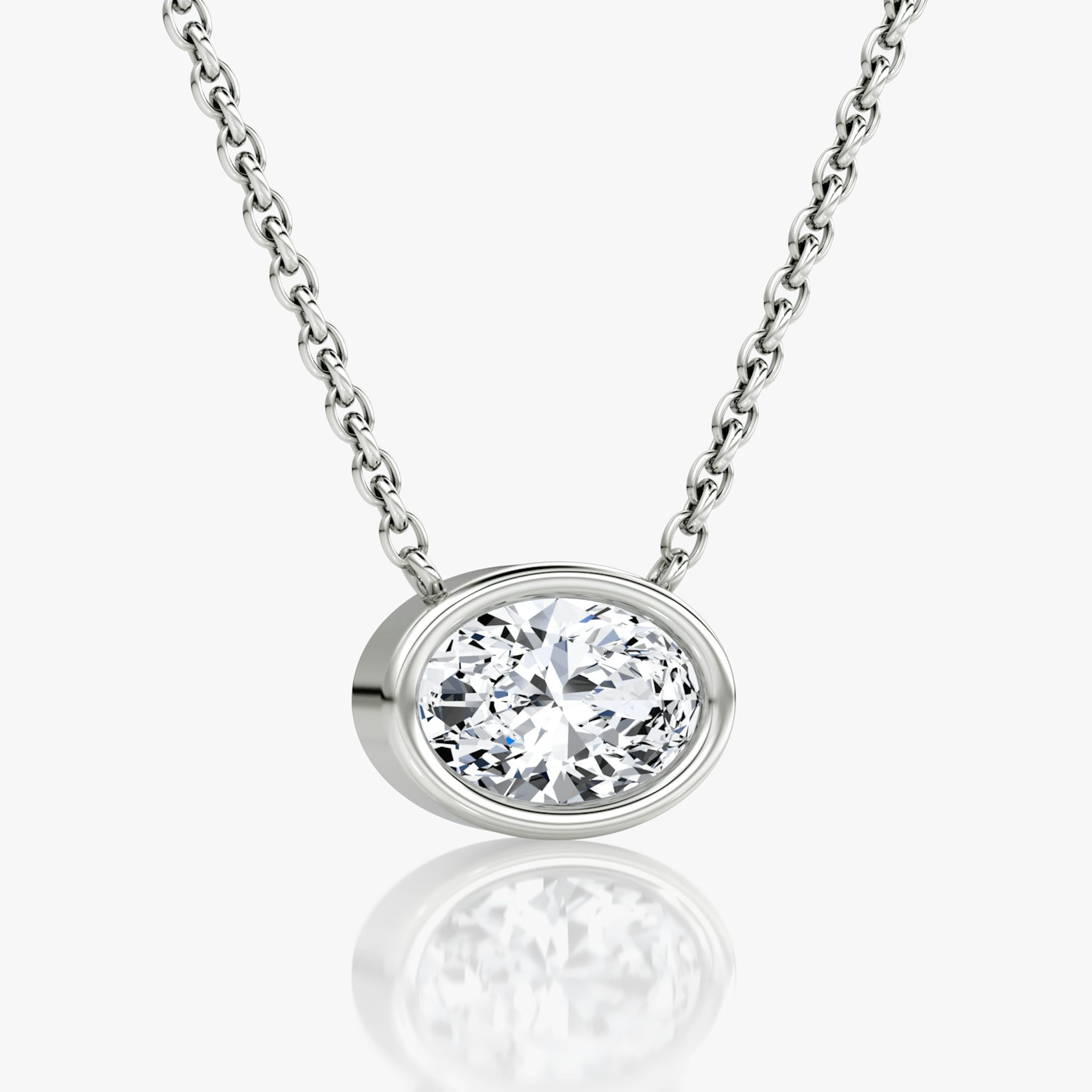 Bezel Solitaire Necklace | Oval | 14k | White Gold | caratWeight: 0.75ct