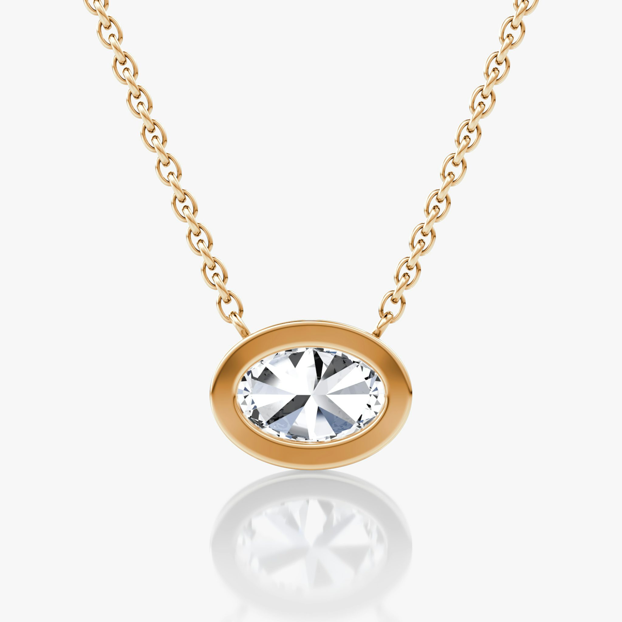 Bezel Solitaire Necklace | Oval | 14k | Rose Gold | caratWeight: 0.75ct