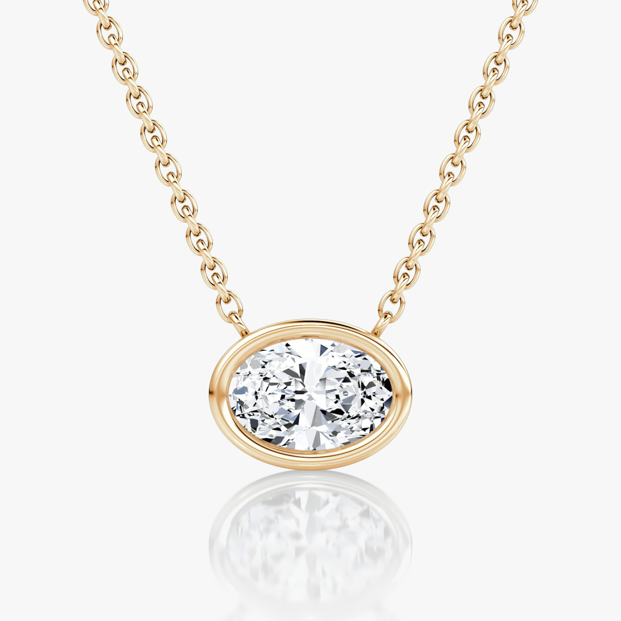 Bezel Solitaire Necklace | Oval | 14k | Rose Gold | caratWeight: 0.75ct