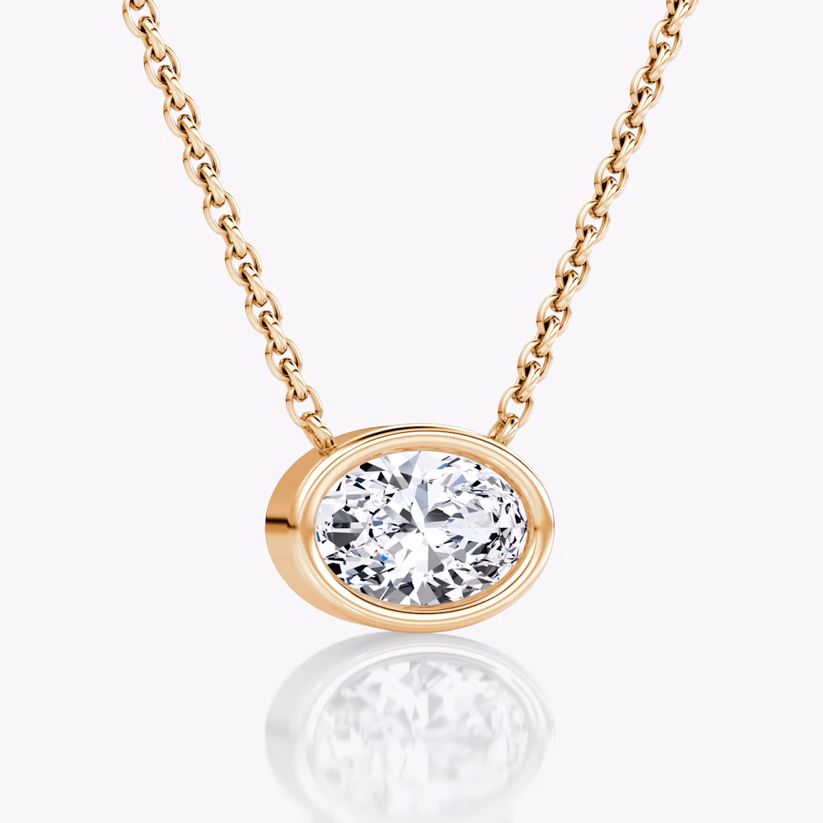 Bezel Solitaire Necklace | Oval | 14k | Rose Gold | caratWeight: 0.75ct