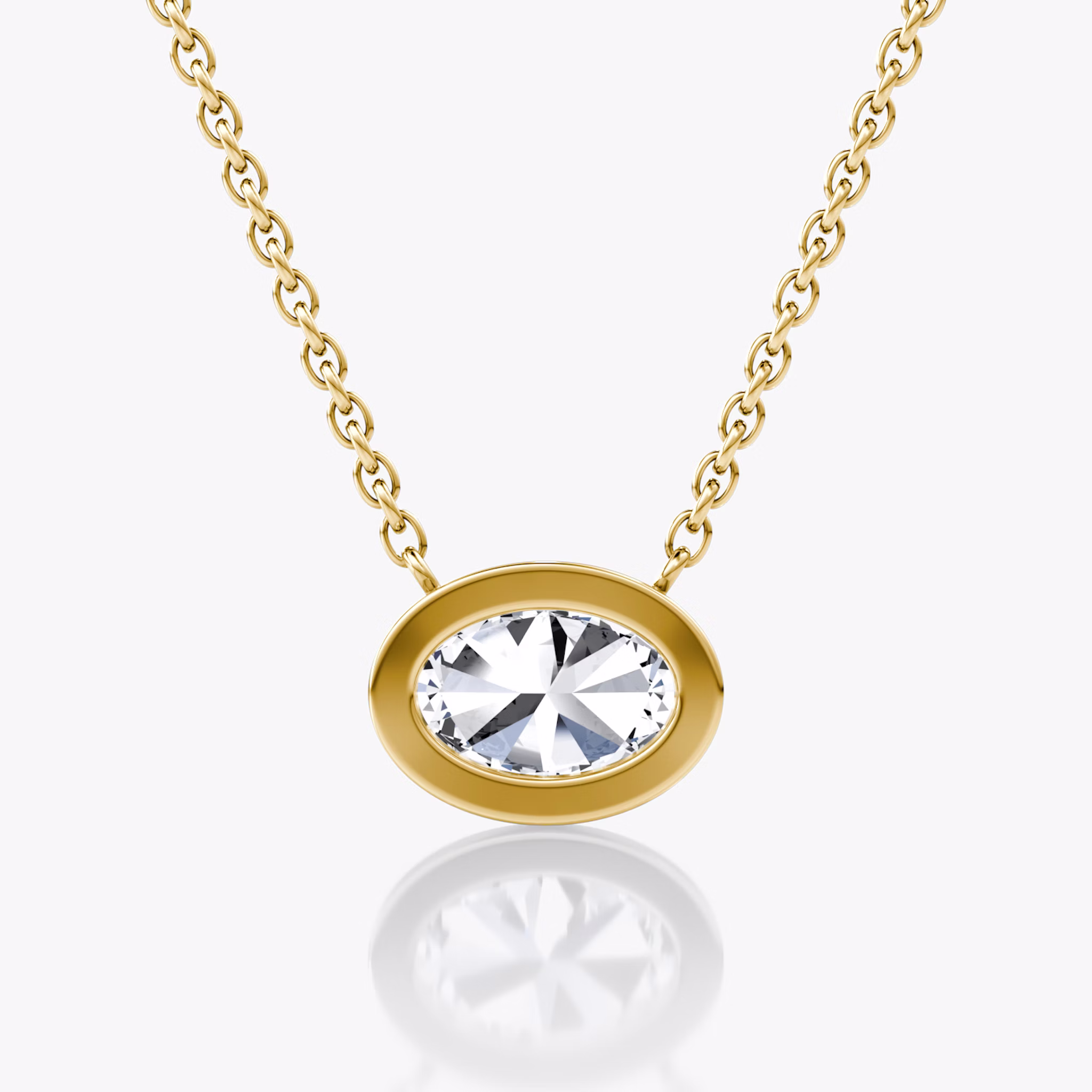 Bezel Solitaire Necklace | Oval | 14k | Yellow Gold | caratWeight: 0.75ct