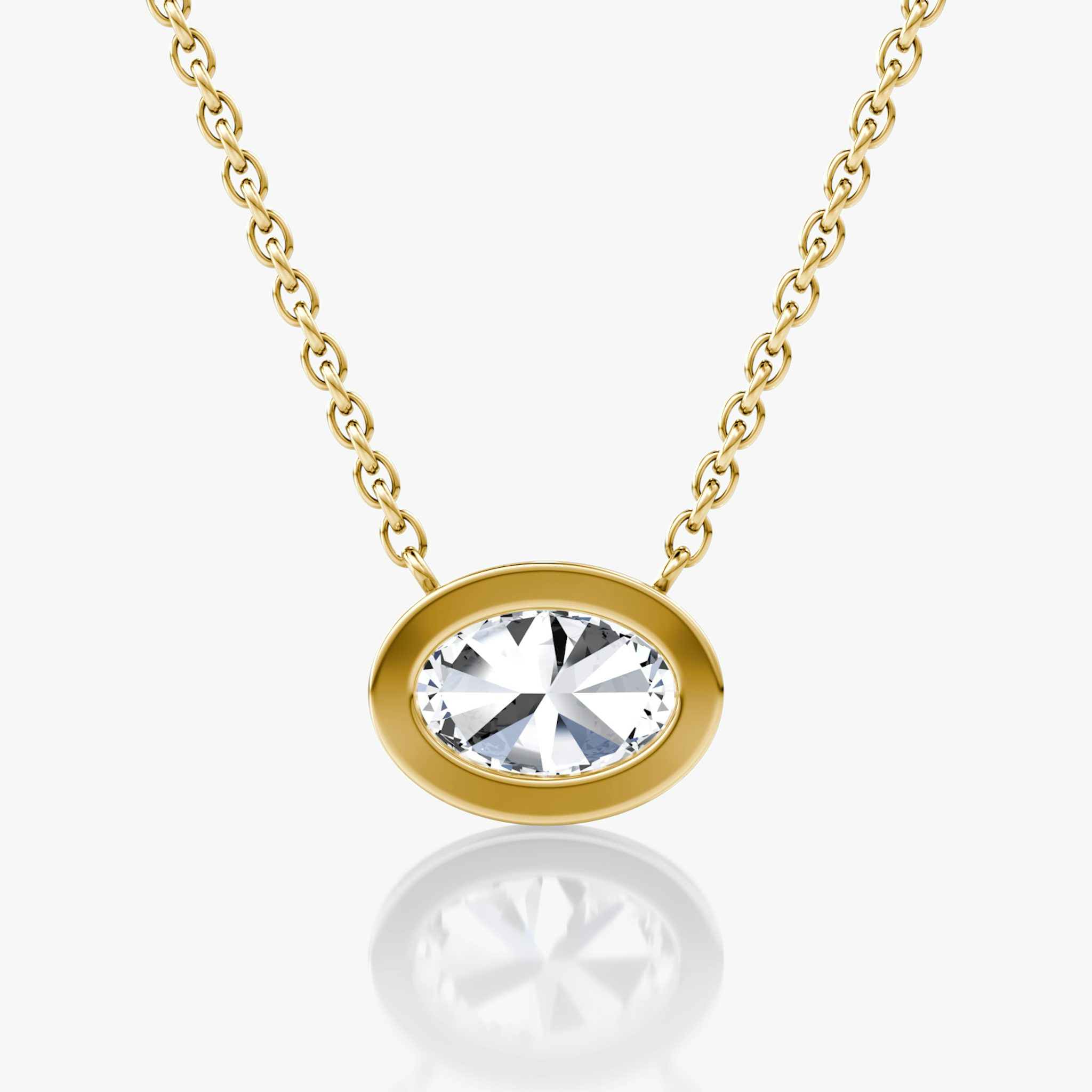 Bezel Solitaire Necklace | Oval | 14k | Yellow Gold | caratWeight: 0.75ct