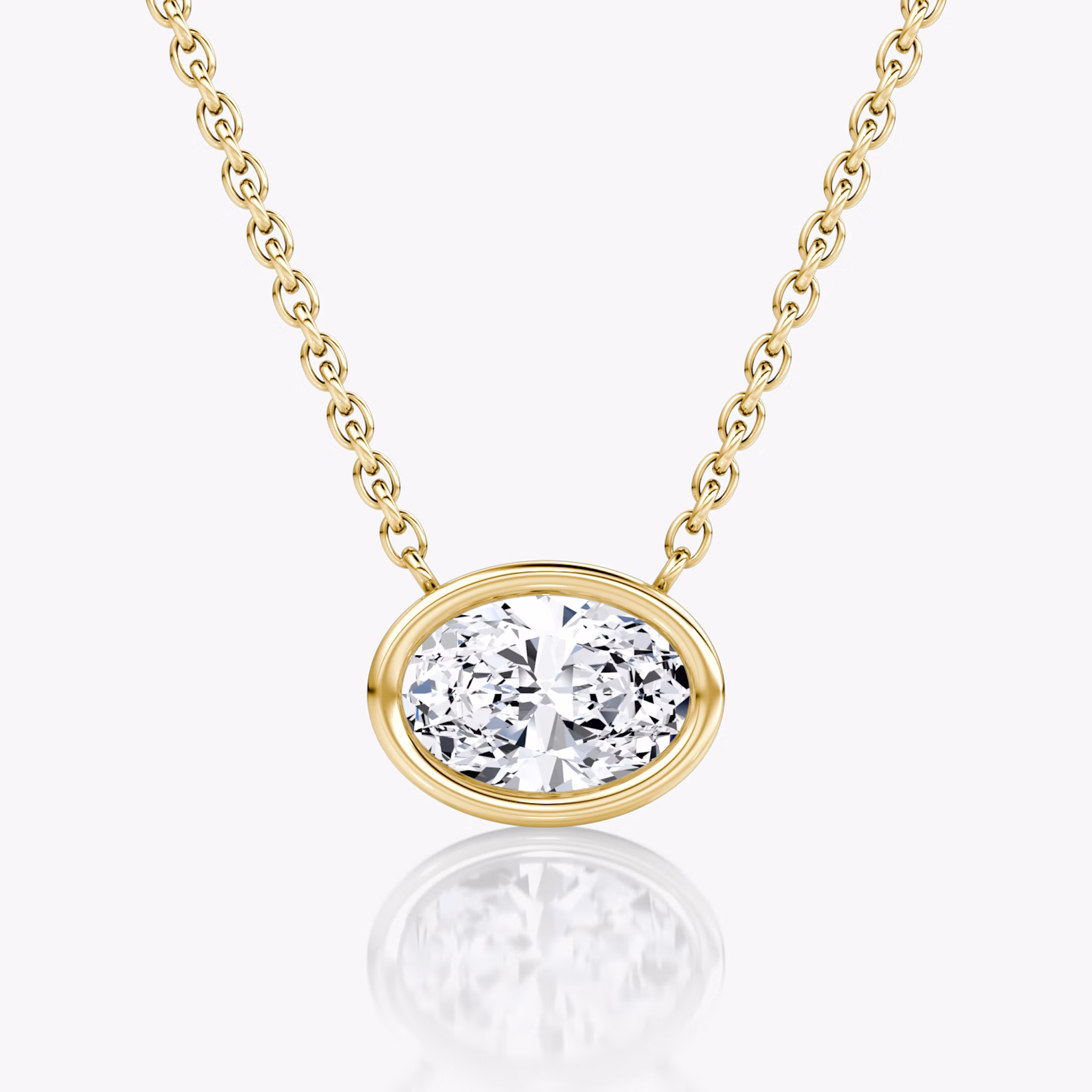 Bezel Solitaire Necklace | Oval | 14k | Yellow Gold | caratWeight: 0.75ct