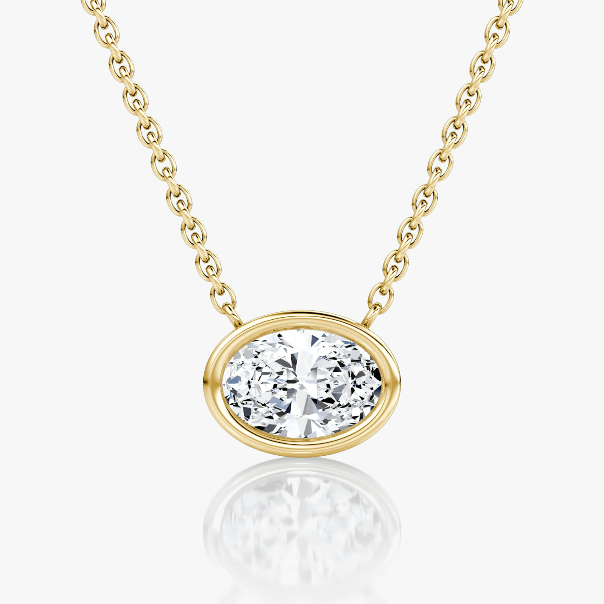 Bezel Solitaire Necklace | Oval | 14k | Yellow Gold | caratWeight: 0.75ct