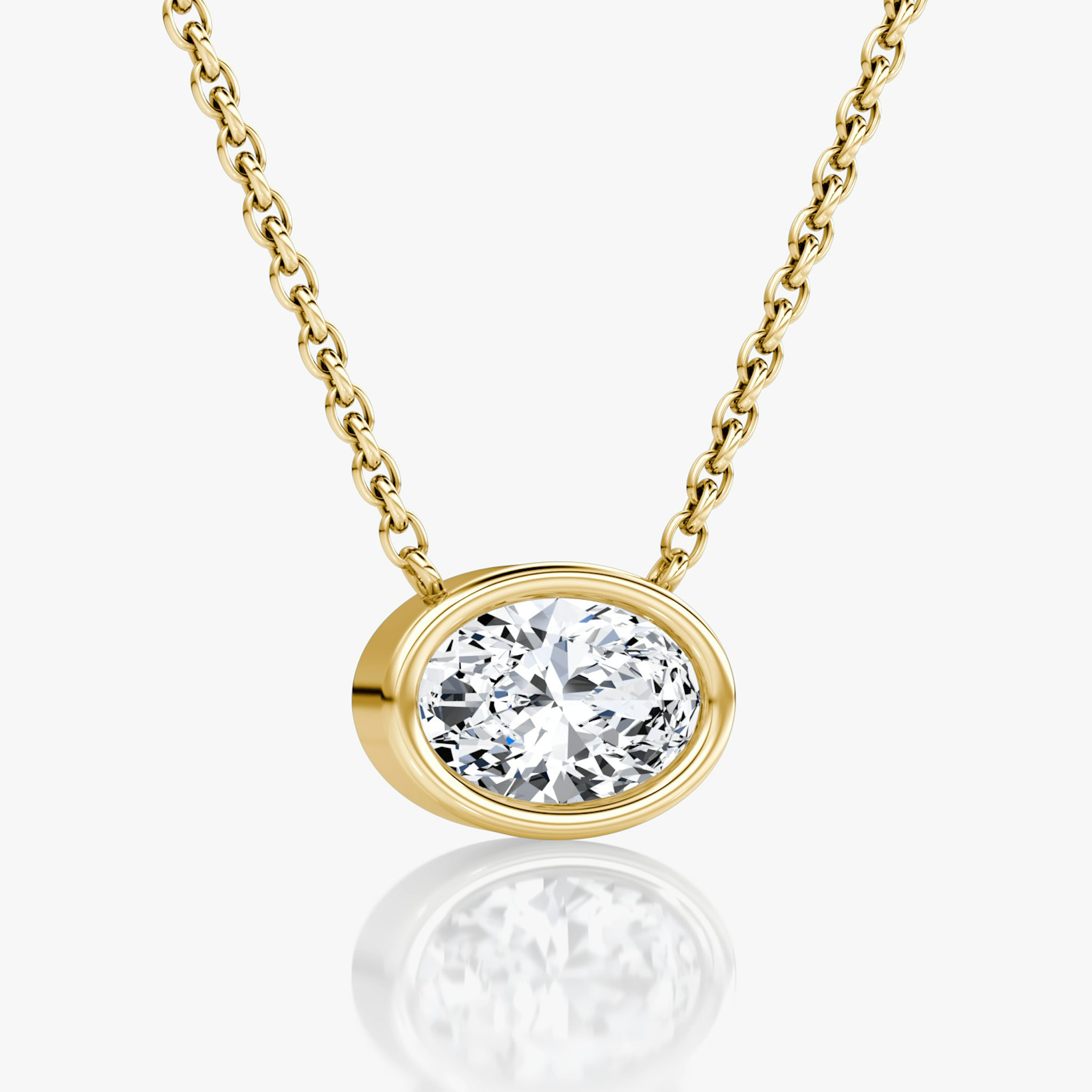 Bezel Solitaire Necklace | Oval | 14k | Yellow Gold | caratWeight: 0.75ct
